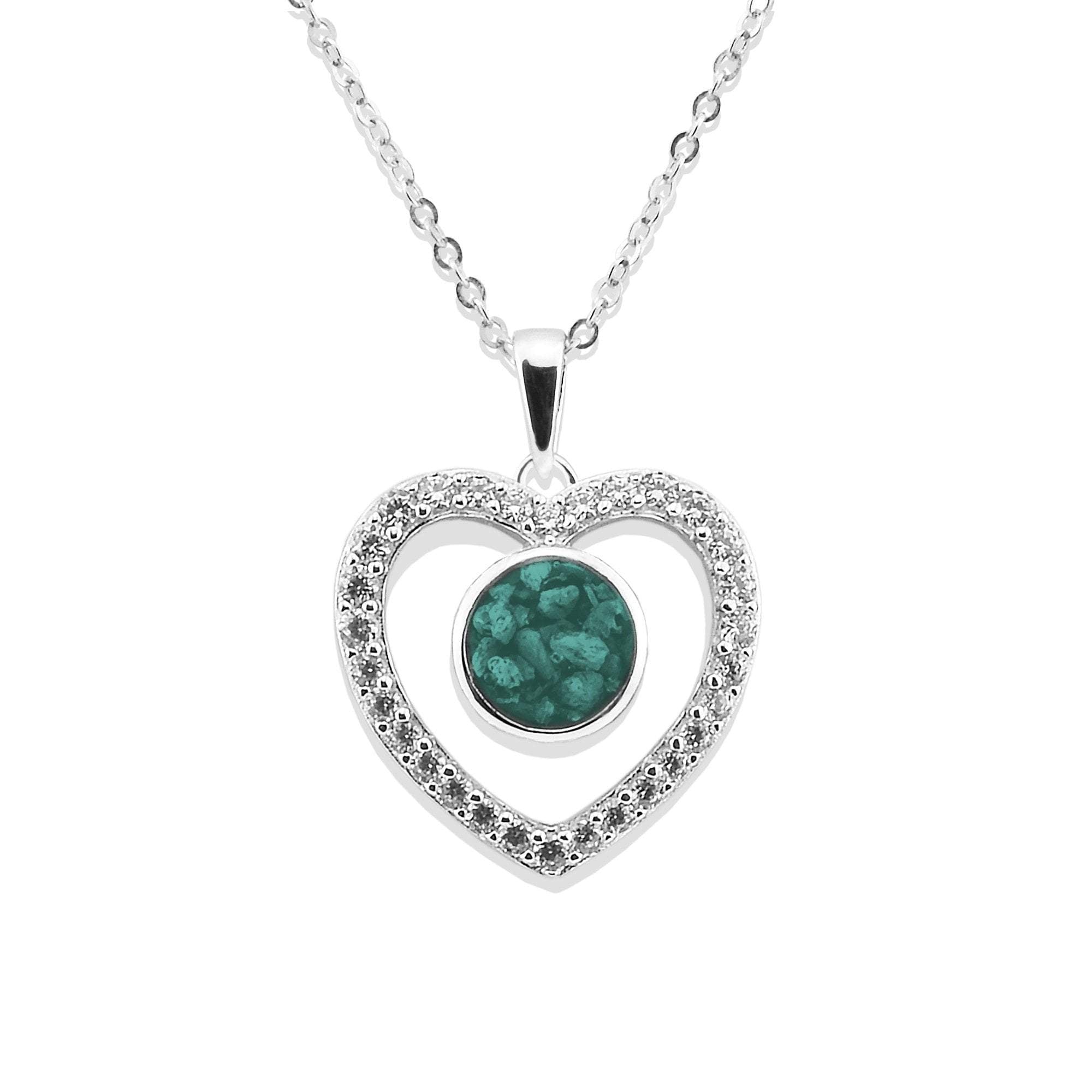 EverWith Ladies Forever Memorial Ashes Pendant with Fine Crystals - Sterling Silver - Aqua