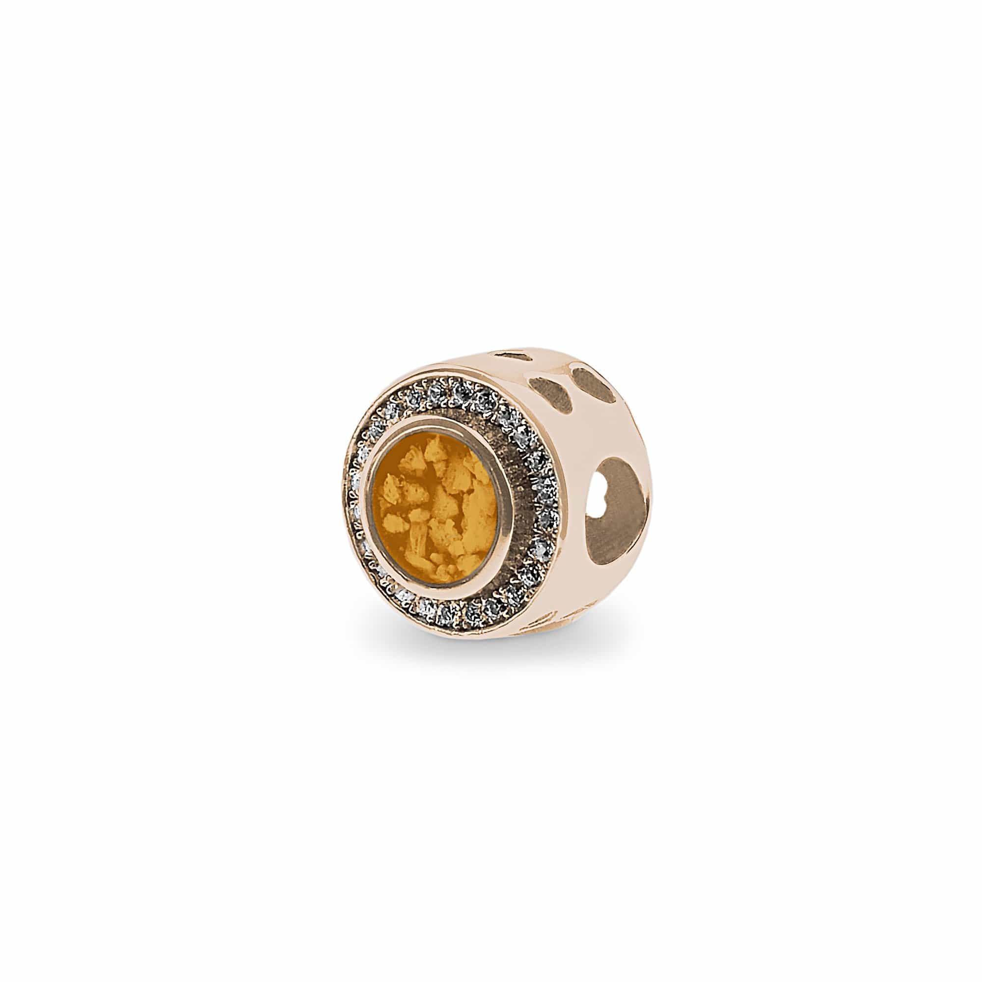 EverWith Admire Memorial Ashes Charm Bead with Fine Crystals - 9k Rose Gold - Orange
