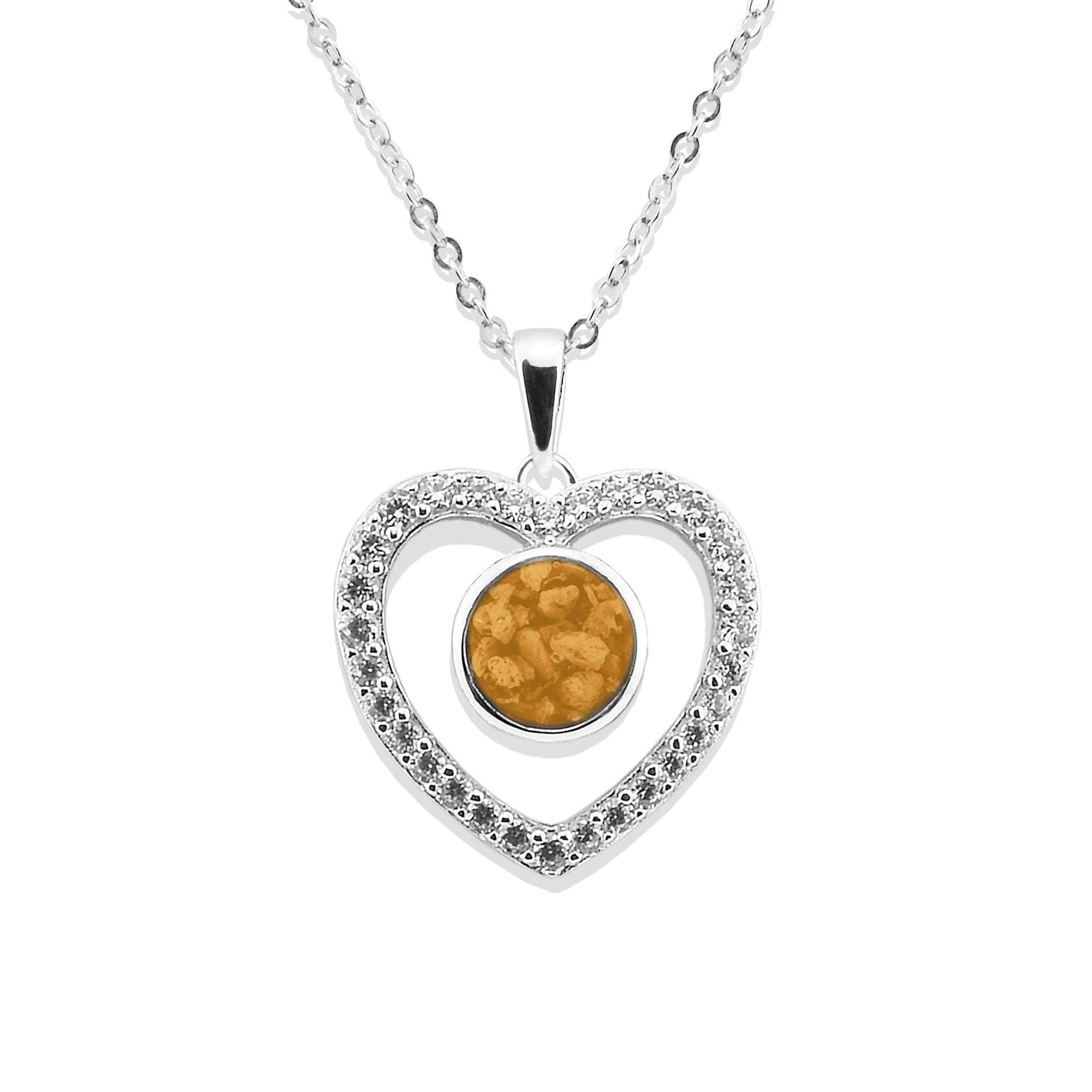 EverWith Ladies Forever Memorial Ashes Pendant with Fine Crystals - Sterling Silver - Orange