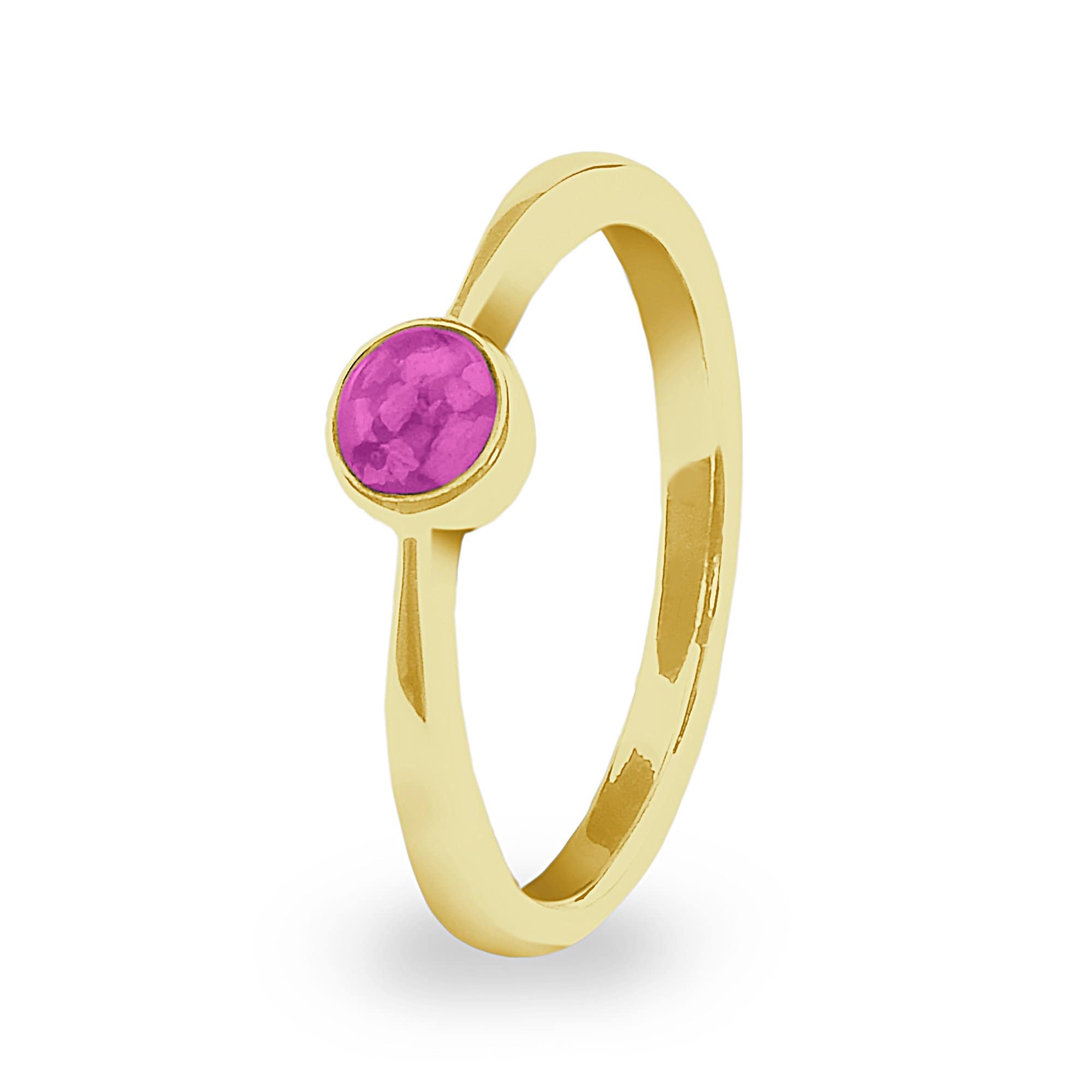 EverWith Ladies Bijou Memorial Ashes Ring - 9k Yellow Gold - Pink