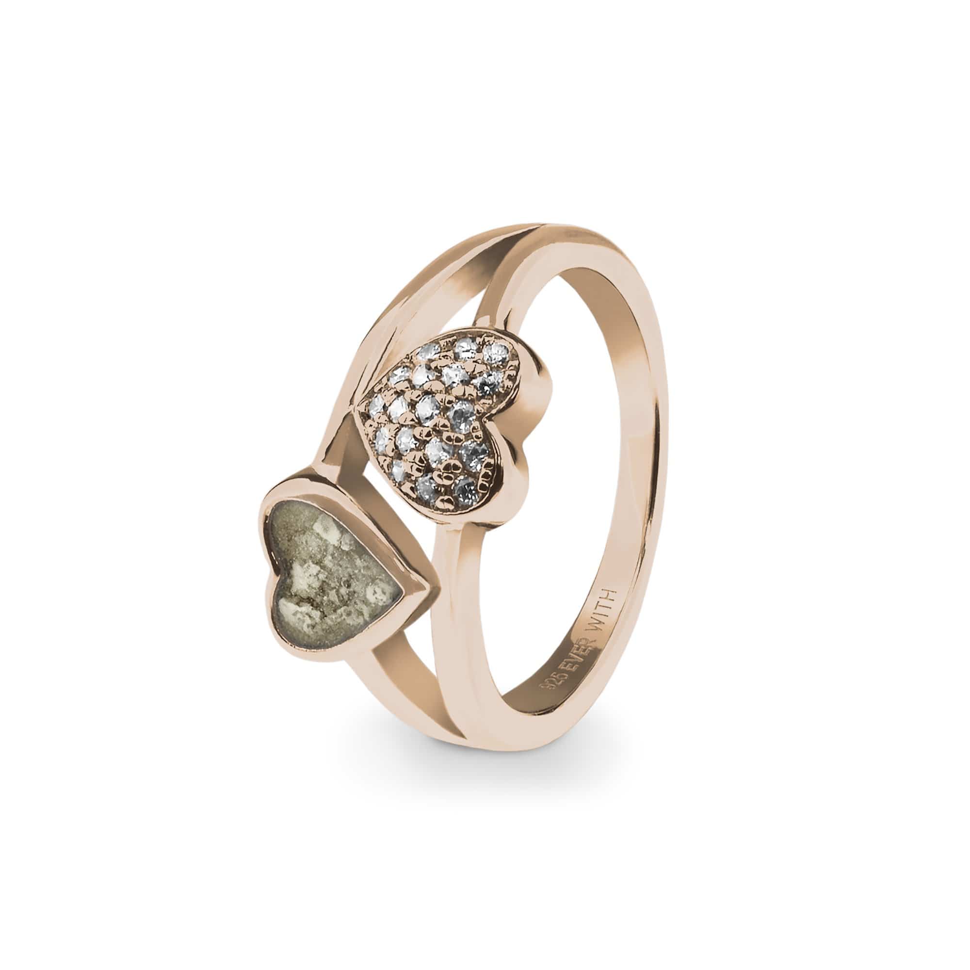 EverWith Ladies Cherish Memorial Ashes Ring with Fine Crystals - 9k Rose Gold - Transparent