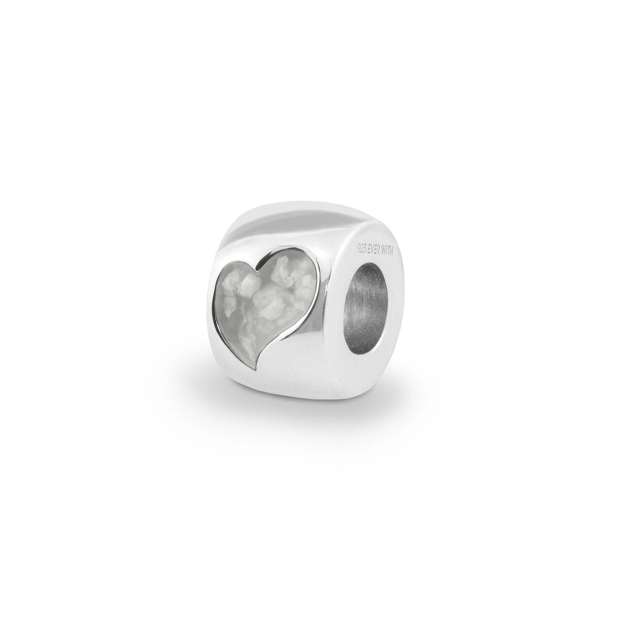 EverWith Cherish Memorial Ashes Charm Bead with Fine Crystals - Sterling Silver - White
