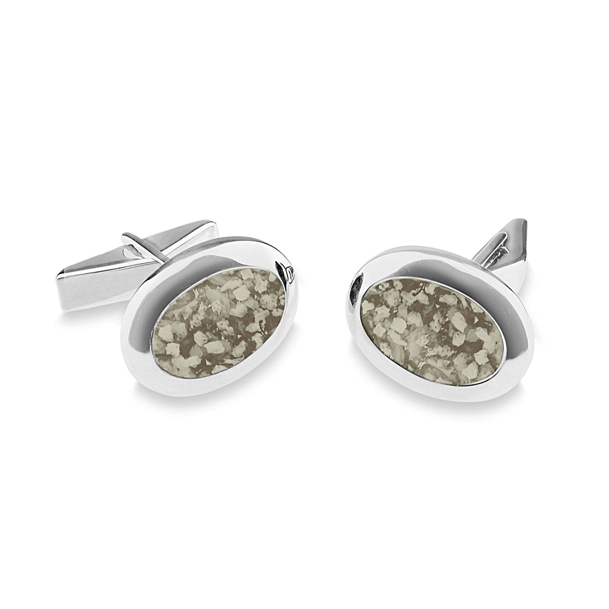 EverWith Gents Oval Memorial Ashes Cufflinks - Sterling Silver - Transparent