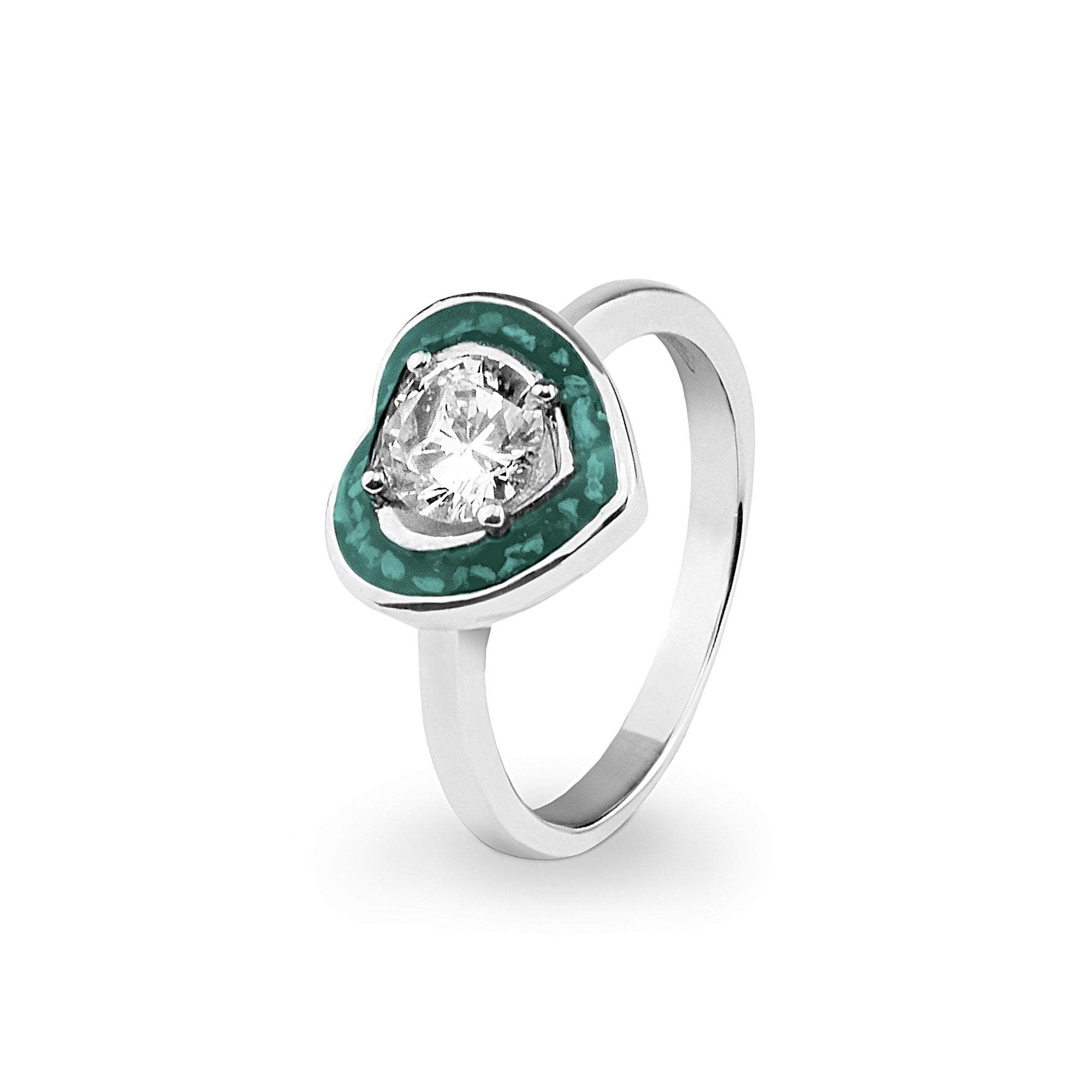 EverWith Ladies Beloved Memorial Ashes Ring with Fine Crystal - 9k White Gold - Aqua