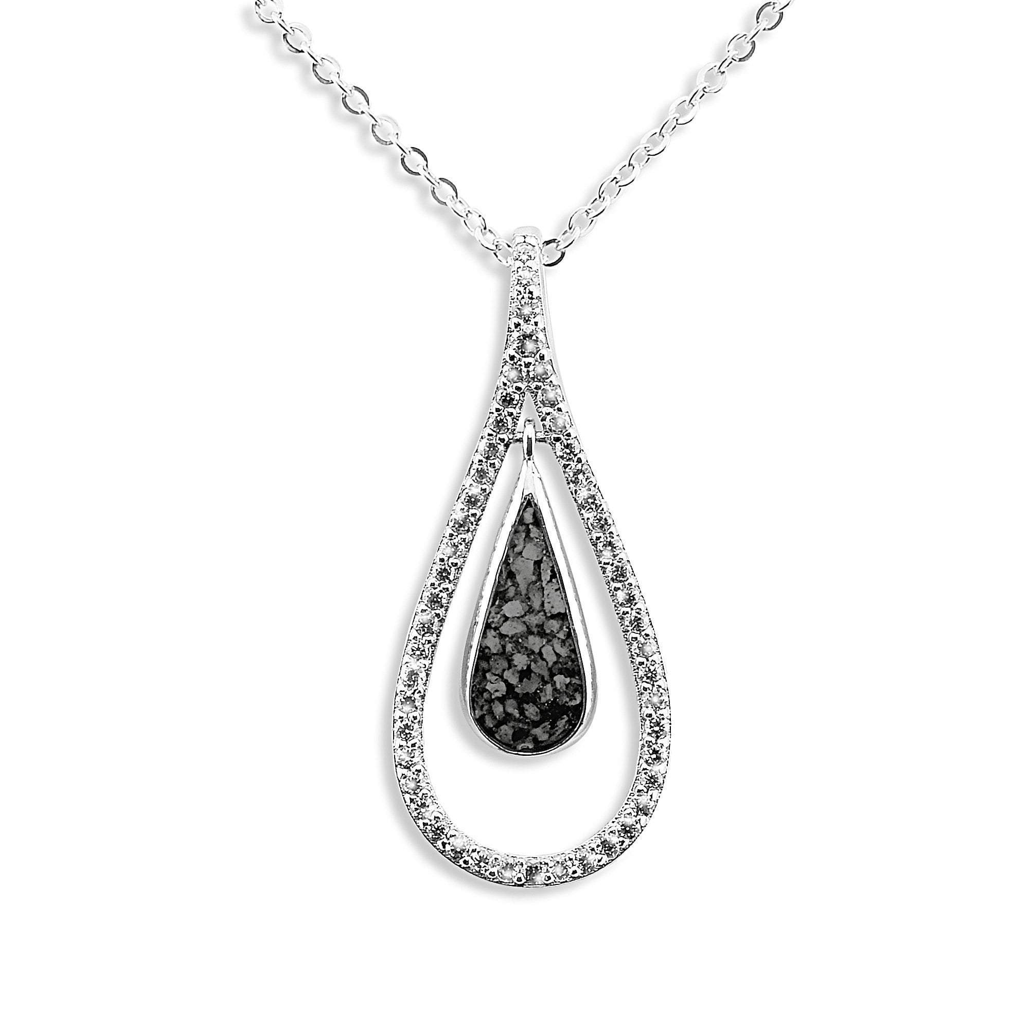 EverWith Ladies Teardrop Memorial Ashes Pendant - Sterling Silver - Black