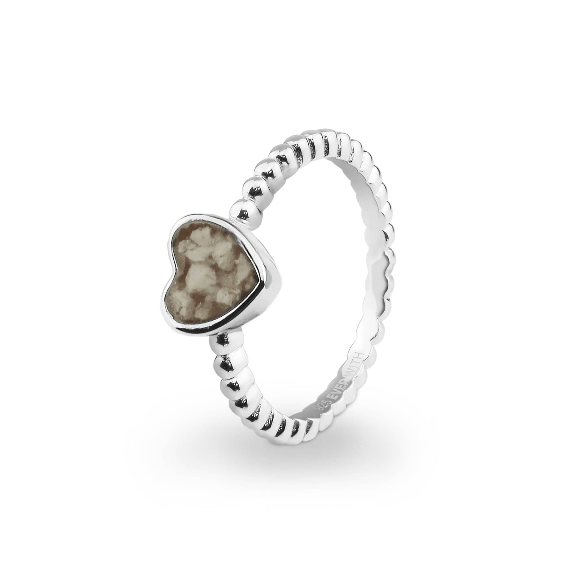 EverWith Ladies Heart Bubble Band Memorial Ashes Ring - Sterling Silver - Transparent