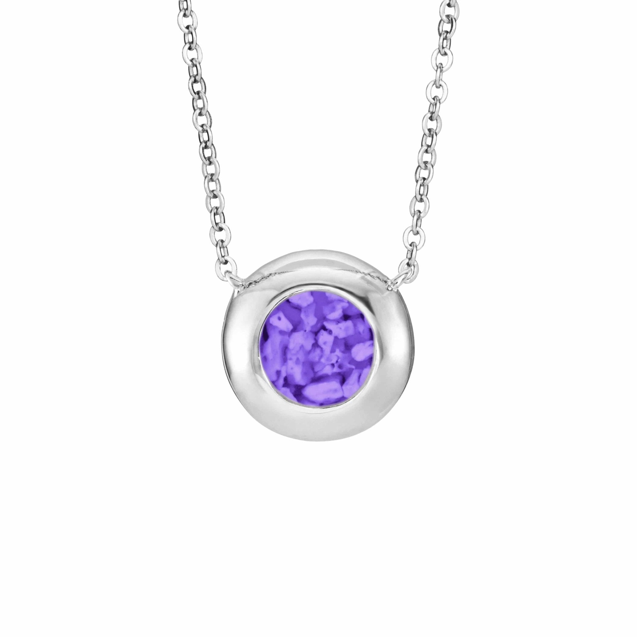 EverWith Ladies Rondure Memorial Ashes Necklace - Sterling Silver - Purple