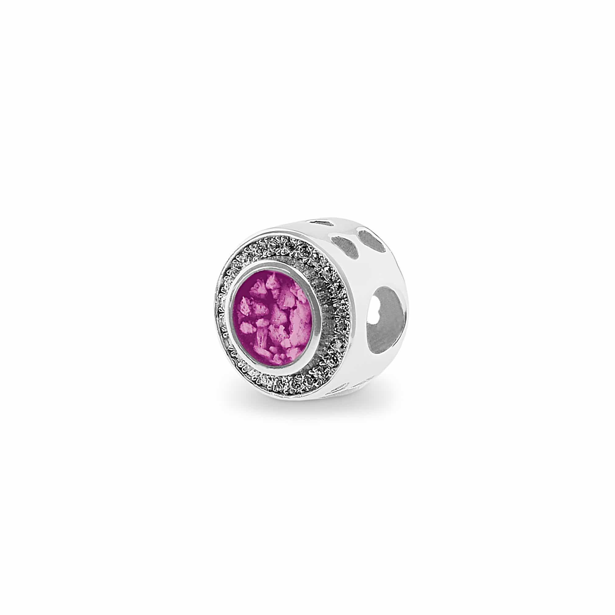 EverWith Admire Memorial Ashes Charm Bead with Fine Crystals - Sterling Silver - Pink