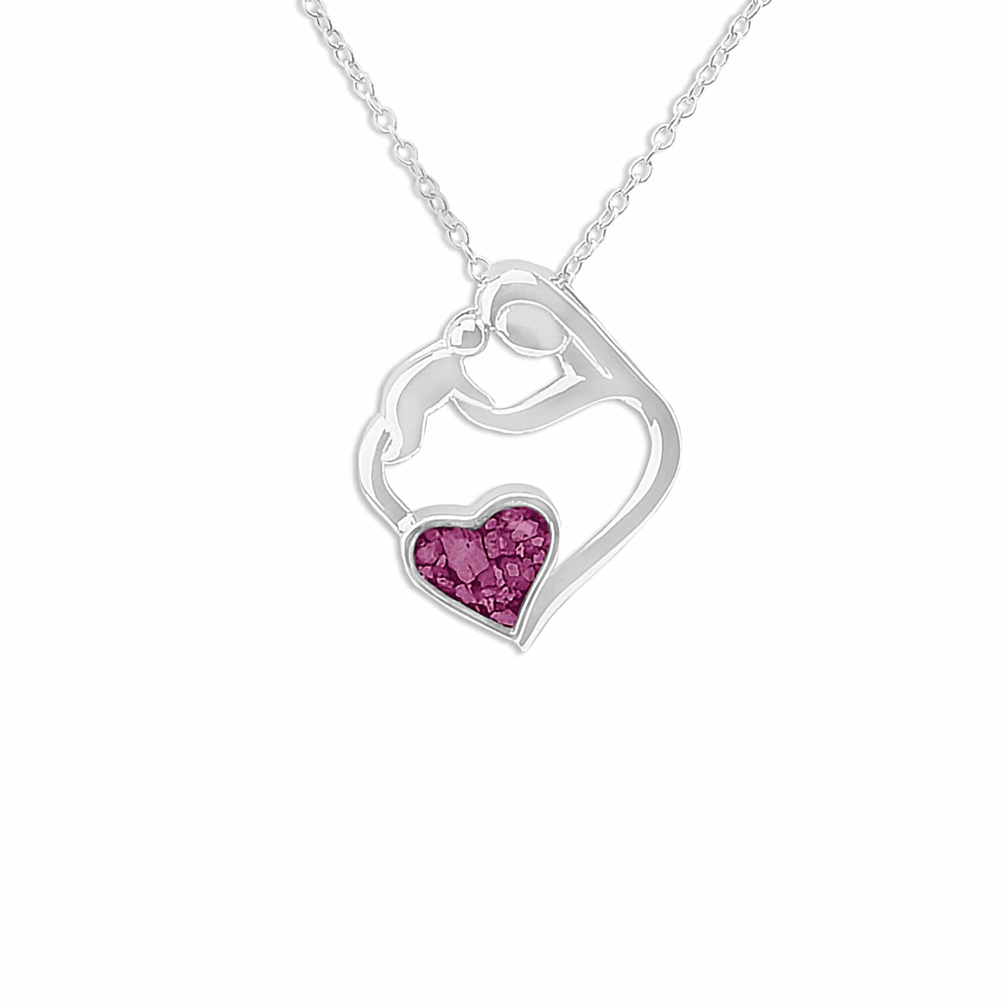 EverWith Ladies Mother and Child Memorial Ashes Pendant - Sterling Silver - Violet