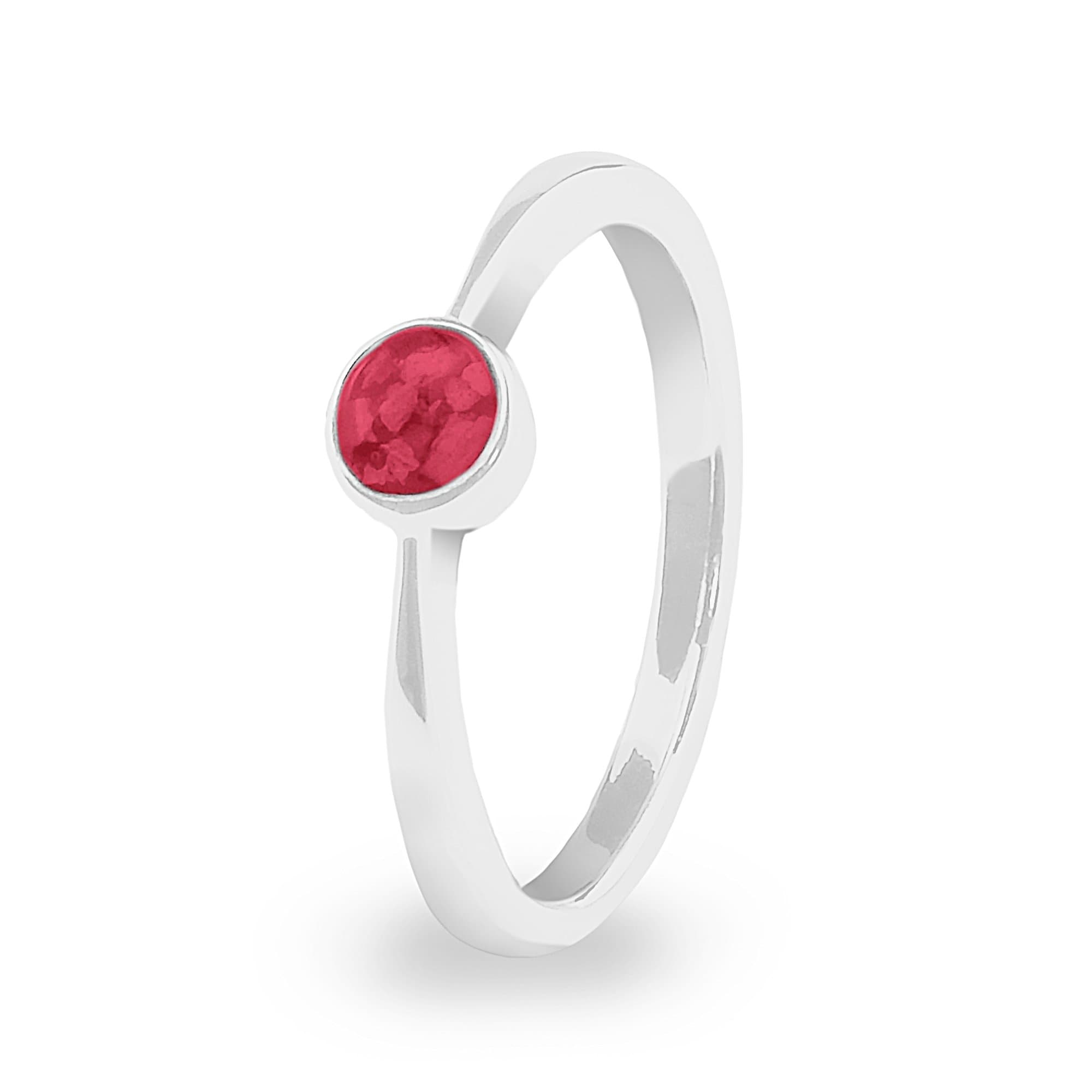 EverWith Ladies Bijou Memorial Ashes Ring - Sterling Silver - Red