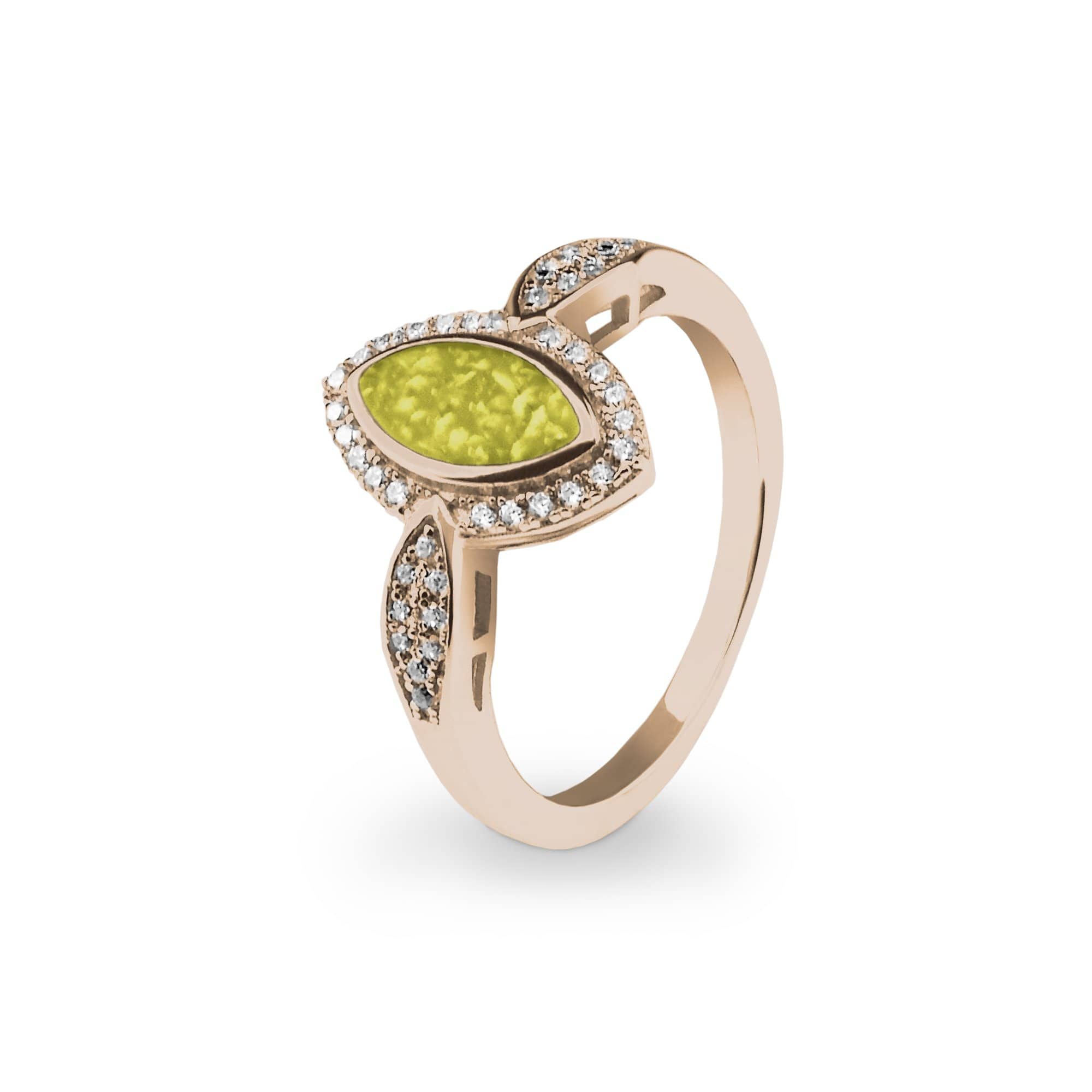 EverWith Ladies Marquise Memorial Ashes Ring with Fine Crystals - 9k Rose Gold - Yellow