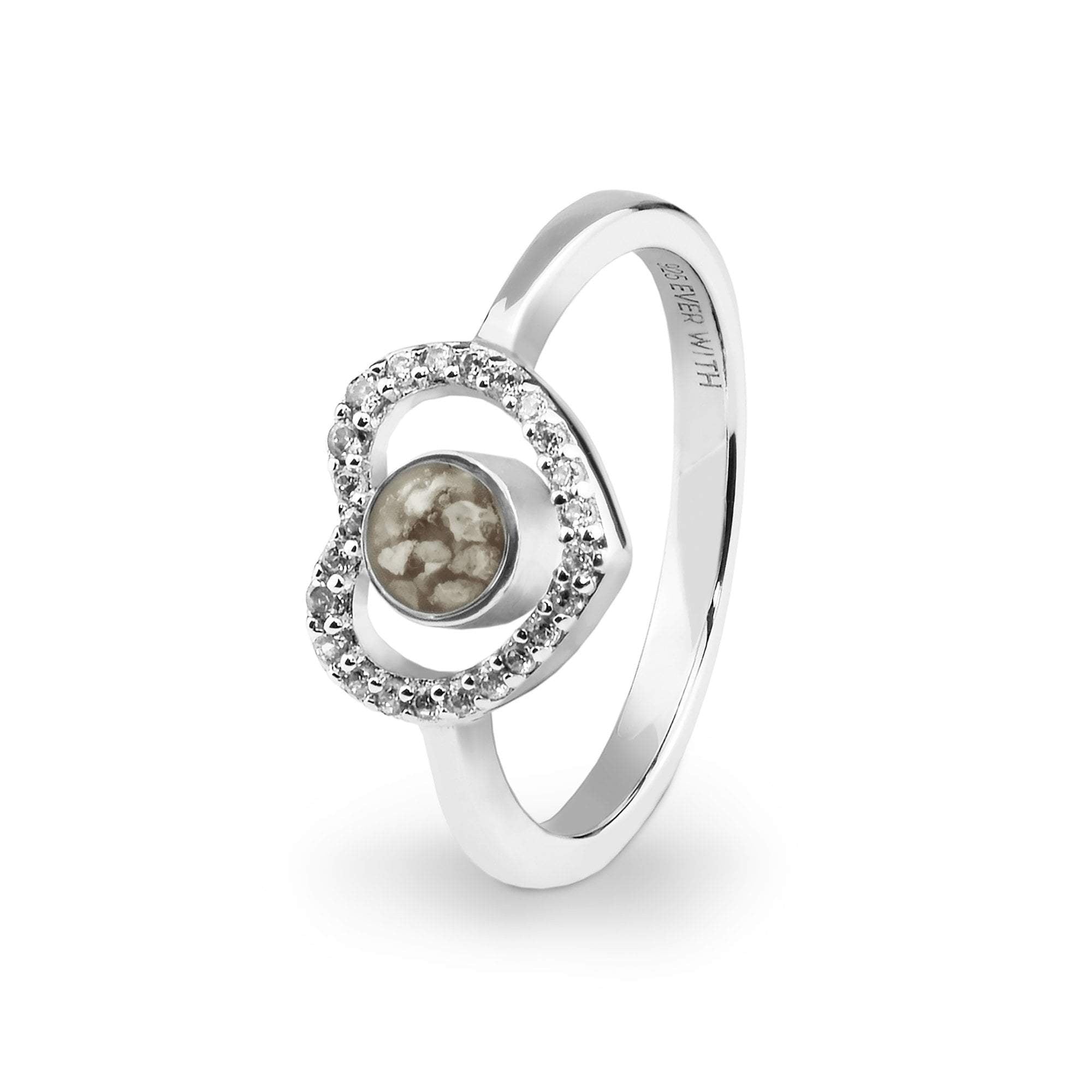 EverWith Ladies Forever Memorial Ashes Ring with Fine Crystals - Sterling Silver - Transparent