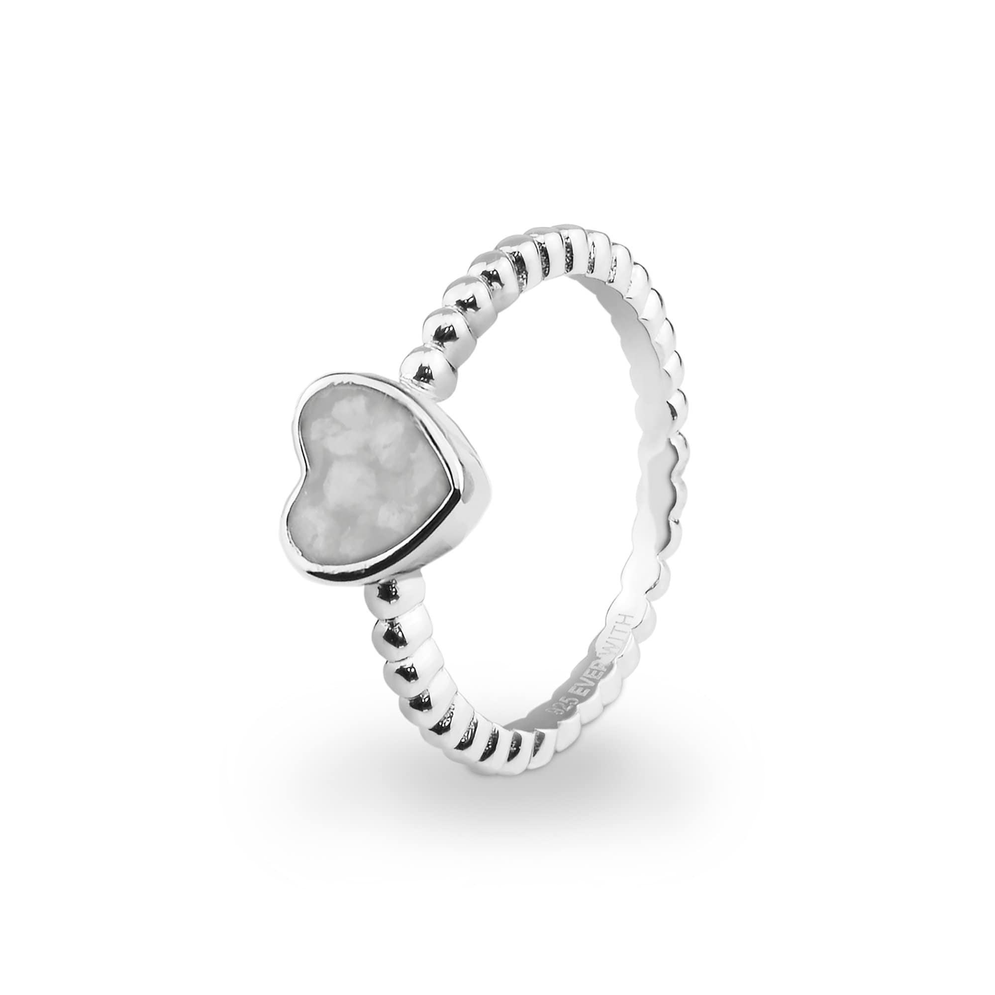 EverWith Ladies Heart Bubble Band Memorial Ashes Ring - 9k White Gold - White