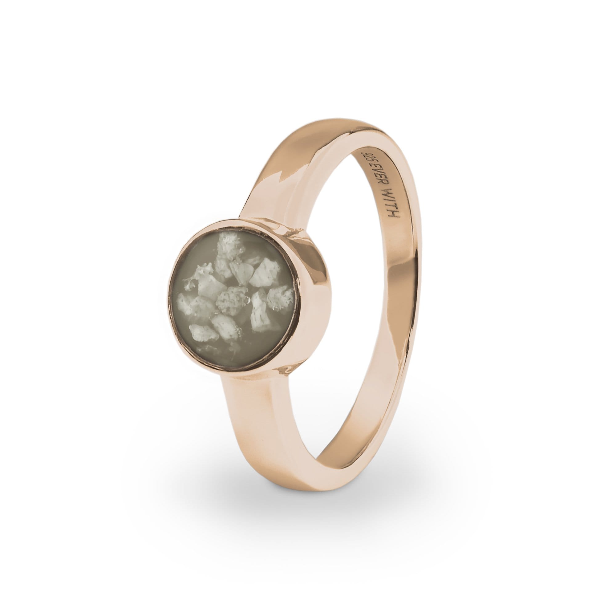 EverWith Ladies Classic Round Memorial Ashes Ring - 9k Rose Gold - Transparent