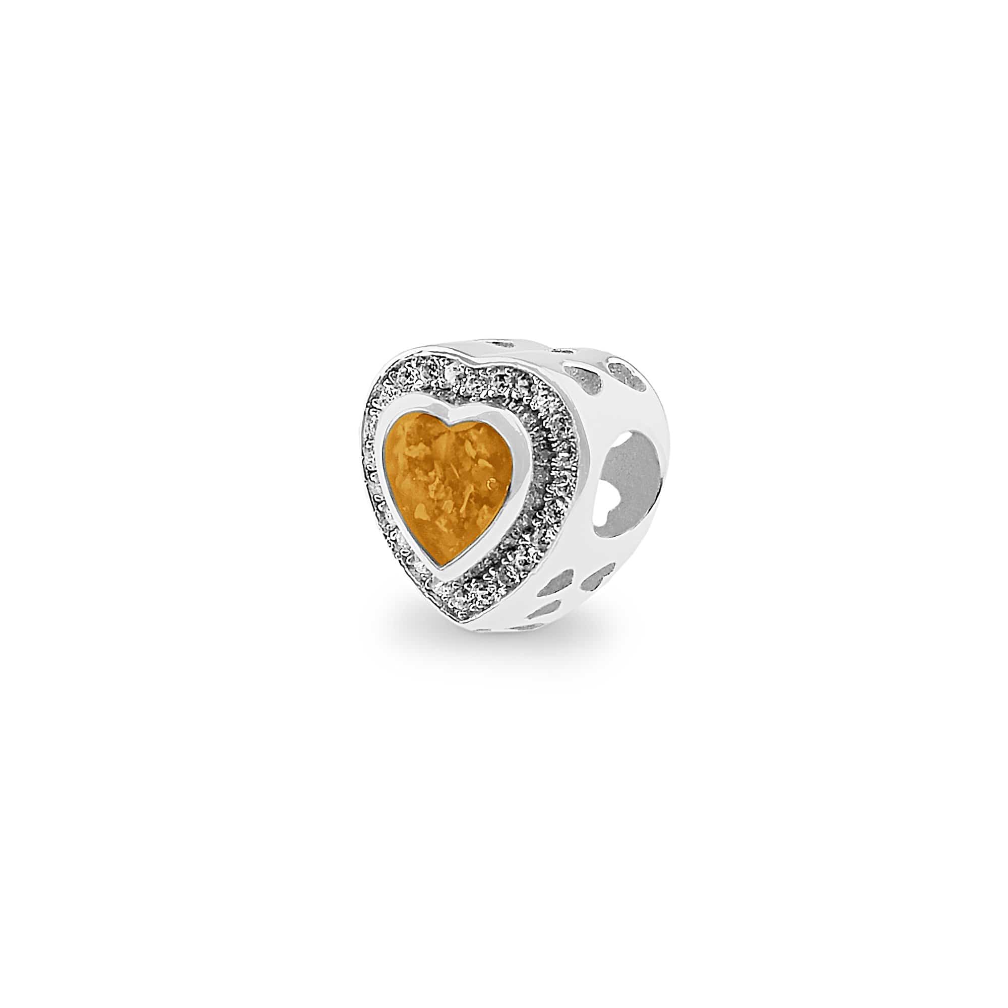 EverWith Comfort Memorial Ashes Charm Bead with Fine Crystals - Sterling Silver - Orange
