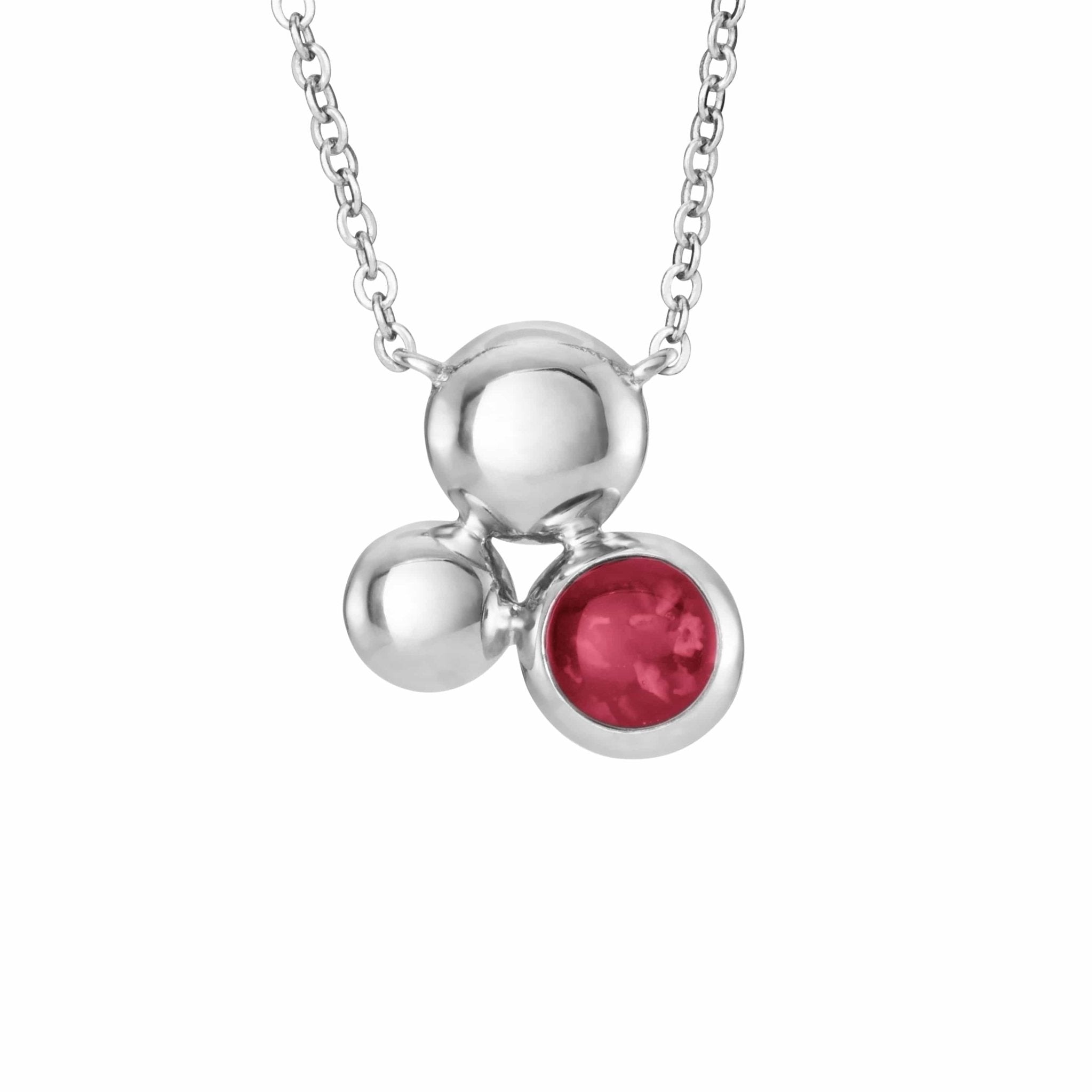 EverWith Ladies Rondure Array Memorial Ashes Necklace - Sterling Silver - Red