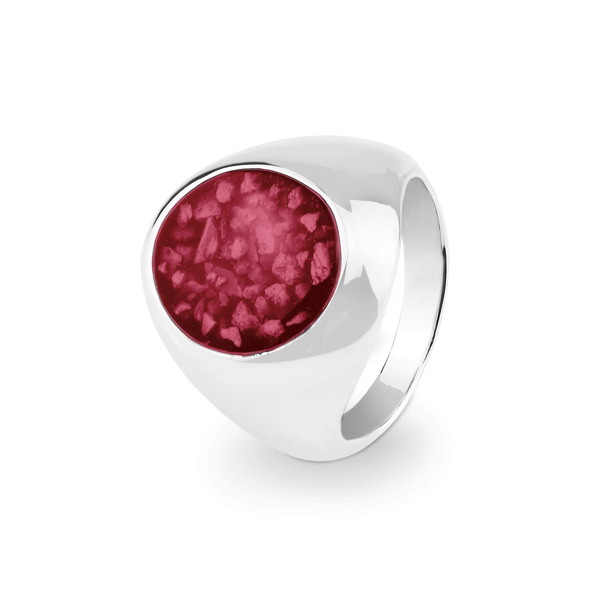 EverWith Gents Signet Memorial Ashes Ring - 9k White Gold - Red