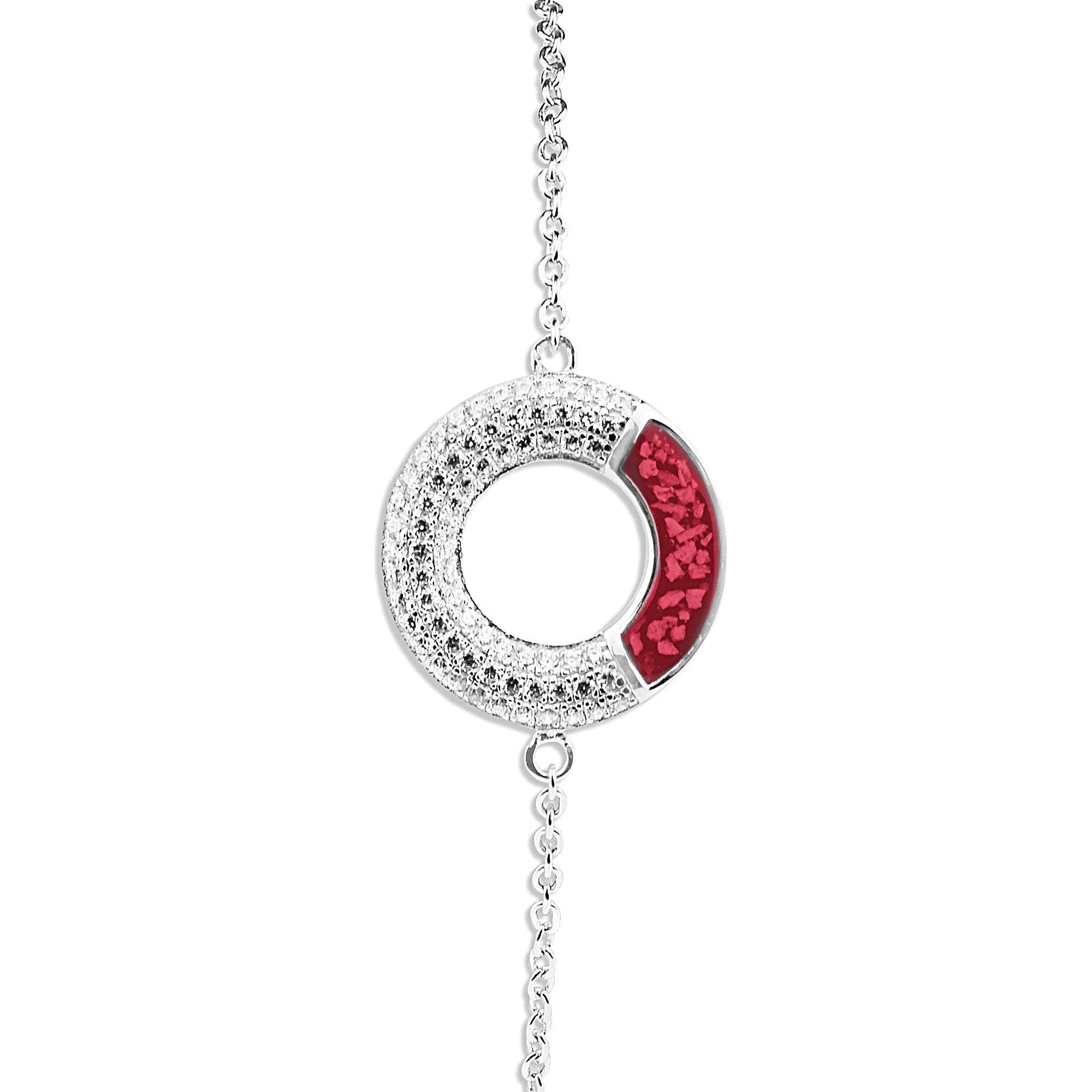 EverWith Ladies Eternal Memorial Ashes Bracelet with Fine Crystals - Sterling Silver - Red