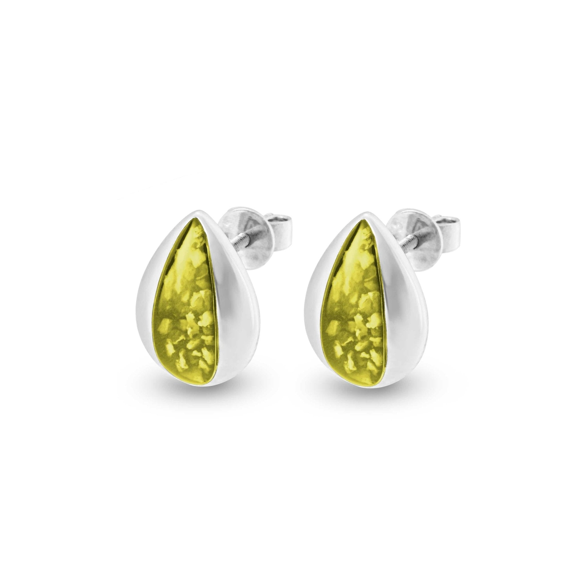 EverWith Ladies Rondure Teardrop Memorial Ashes Earrings - Sterling Silver - Yellow
