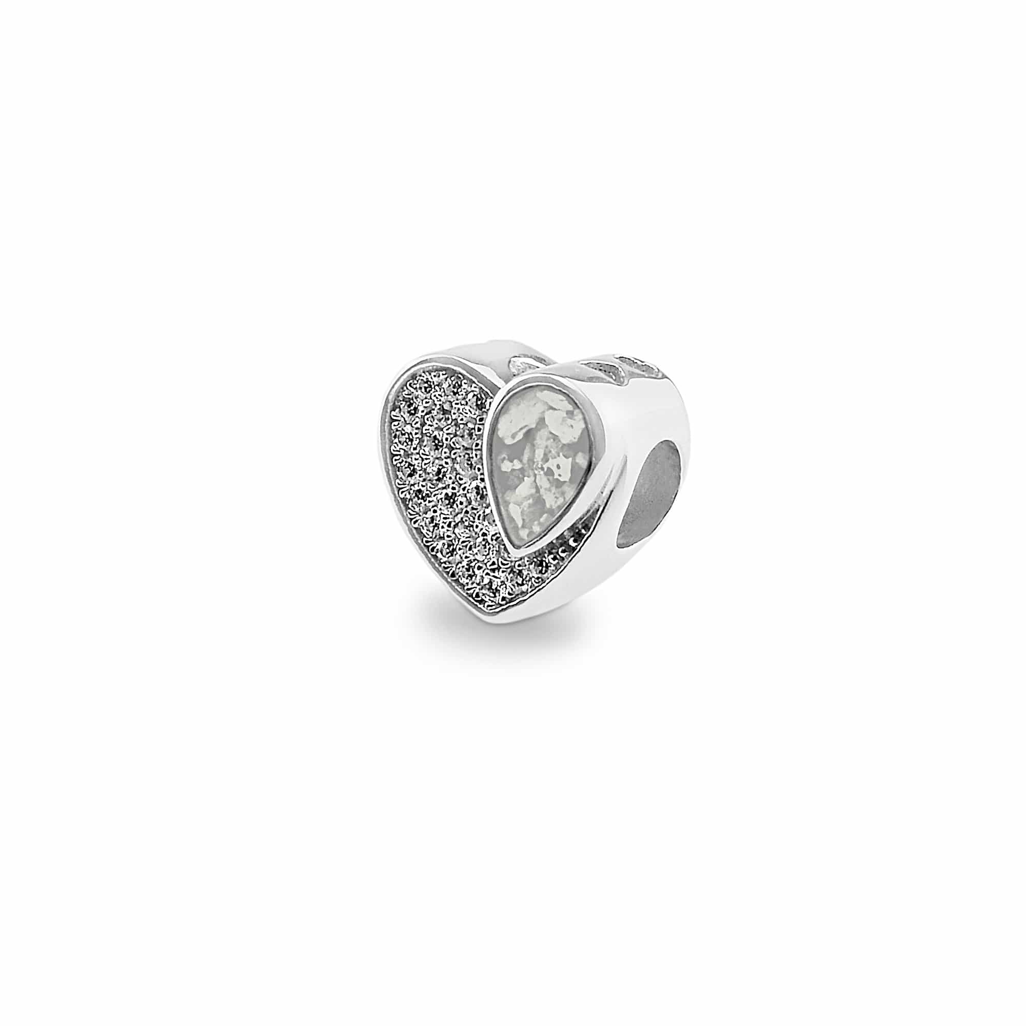 EverWith Beloved Memorial Ashes Charm Bead with Fine Crystals - Sterling Silver - White