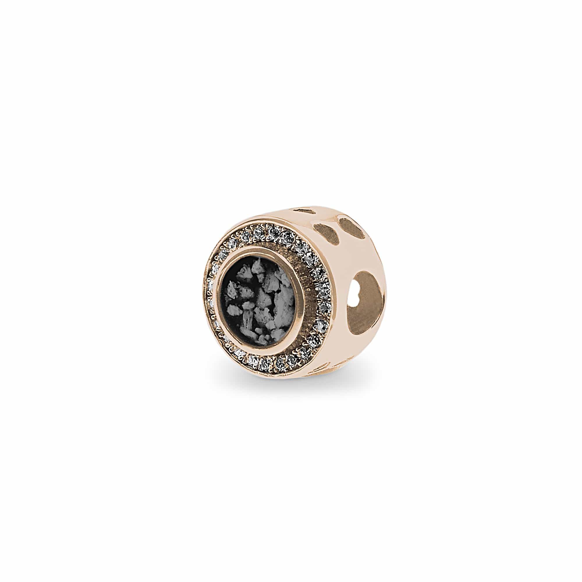 EverWith Admire Memorial Ashes Charm Bead with Fine Crystals - 9k Rose Gold - Black