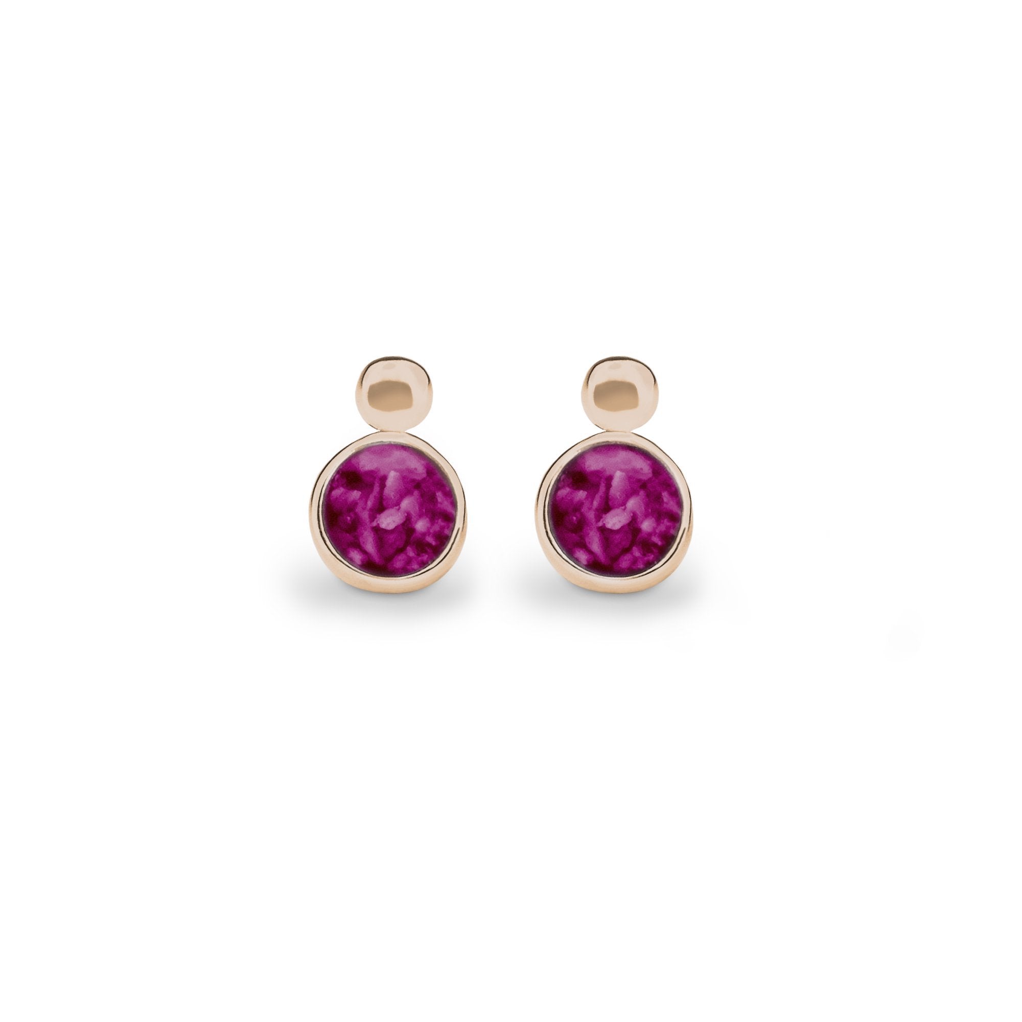 EverWith Delicate Drop Memorial Ashes Earrings - 9k Rose Gold - Violet