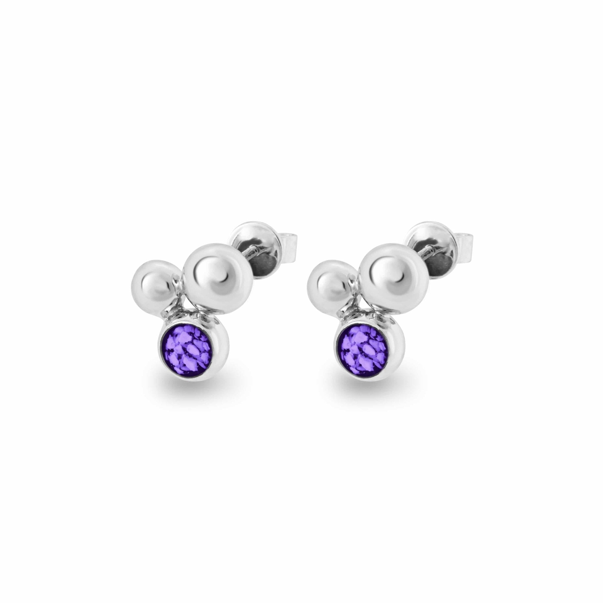EverWith Ladies Rondure Array Memorial Ashes Earrings - Sterling Silver - Purple