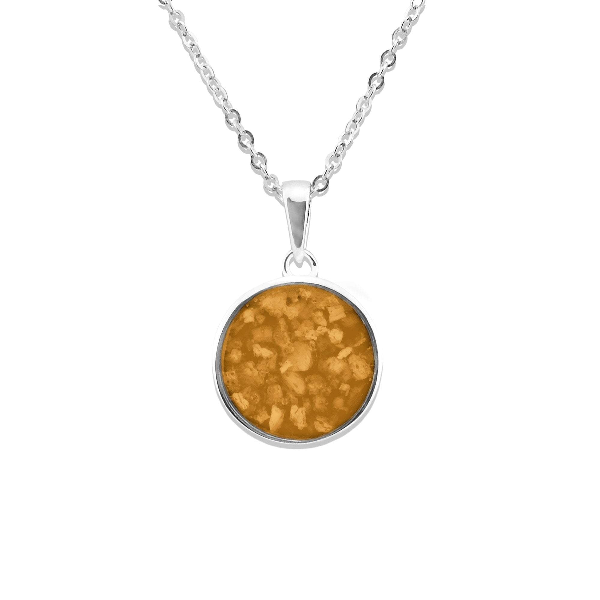 EverWith Ladies Classic Round Memorial Ashes Pendant - Sterling Silver - Orange