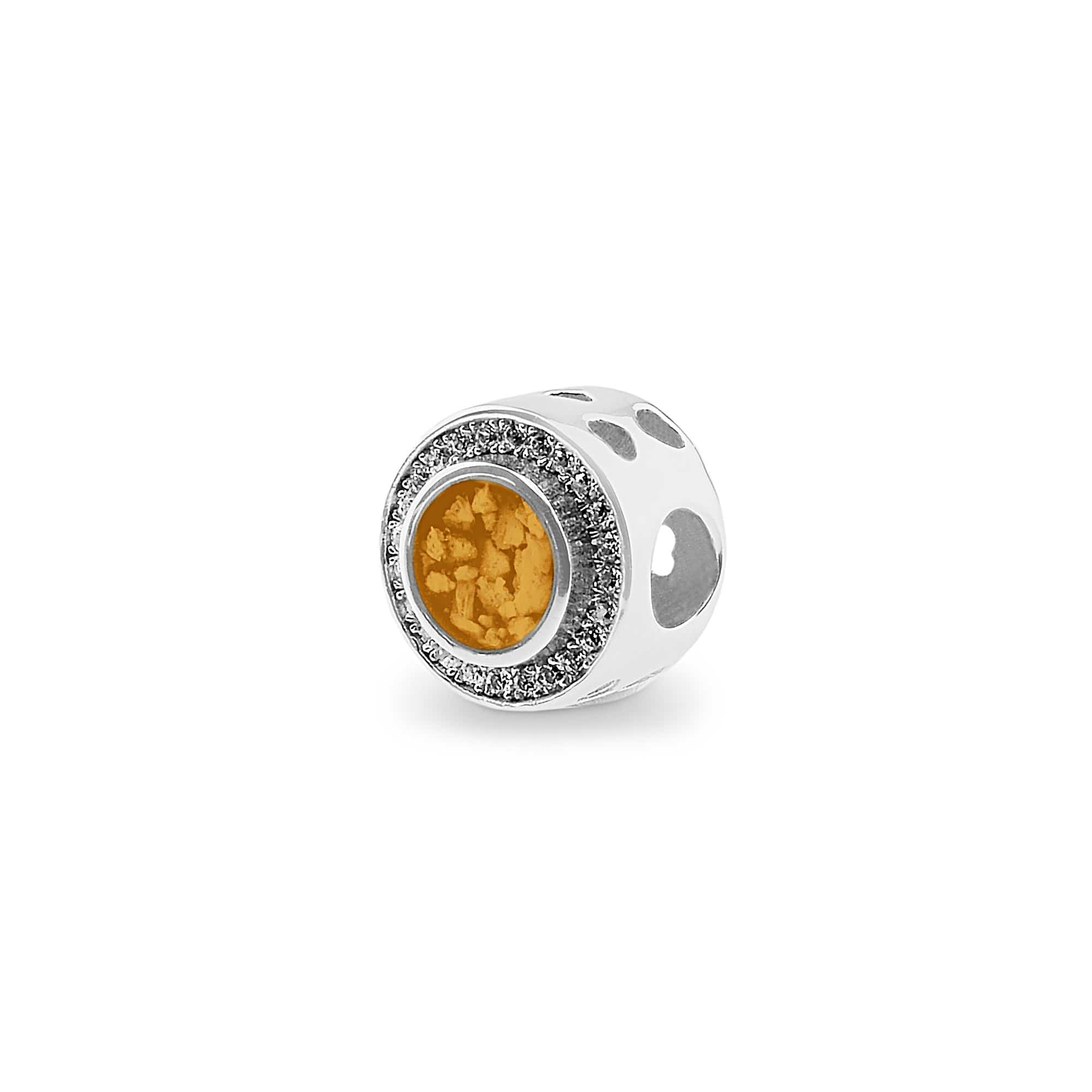 EverWith Admire Memorial Ashes Charm Bead with Fine Crystals - Sterling Silver - Orange