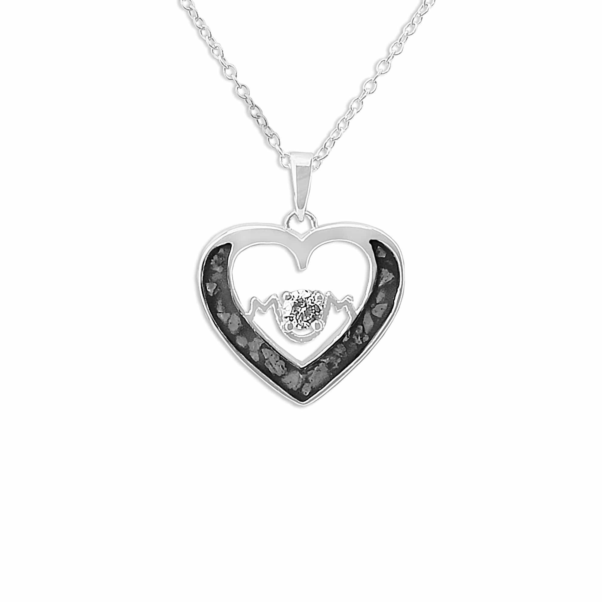 EverWith Ladies Mum Memorial Ashes Pendant with Fine Crystal - Sterling Silver - Black