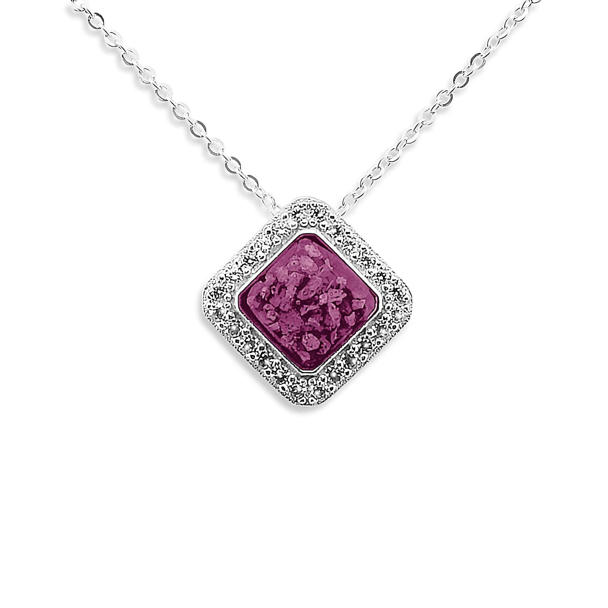EverWith Ladies Bless Memorial Ashes Pendant with Fine Crystals - Sterling Silver - Violet