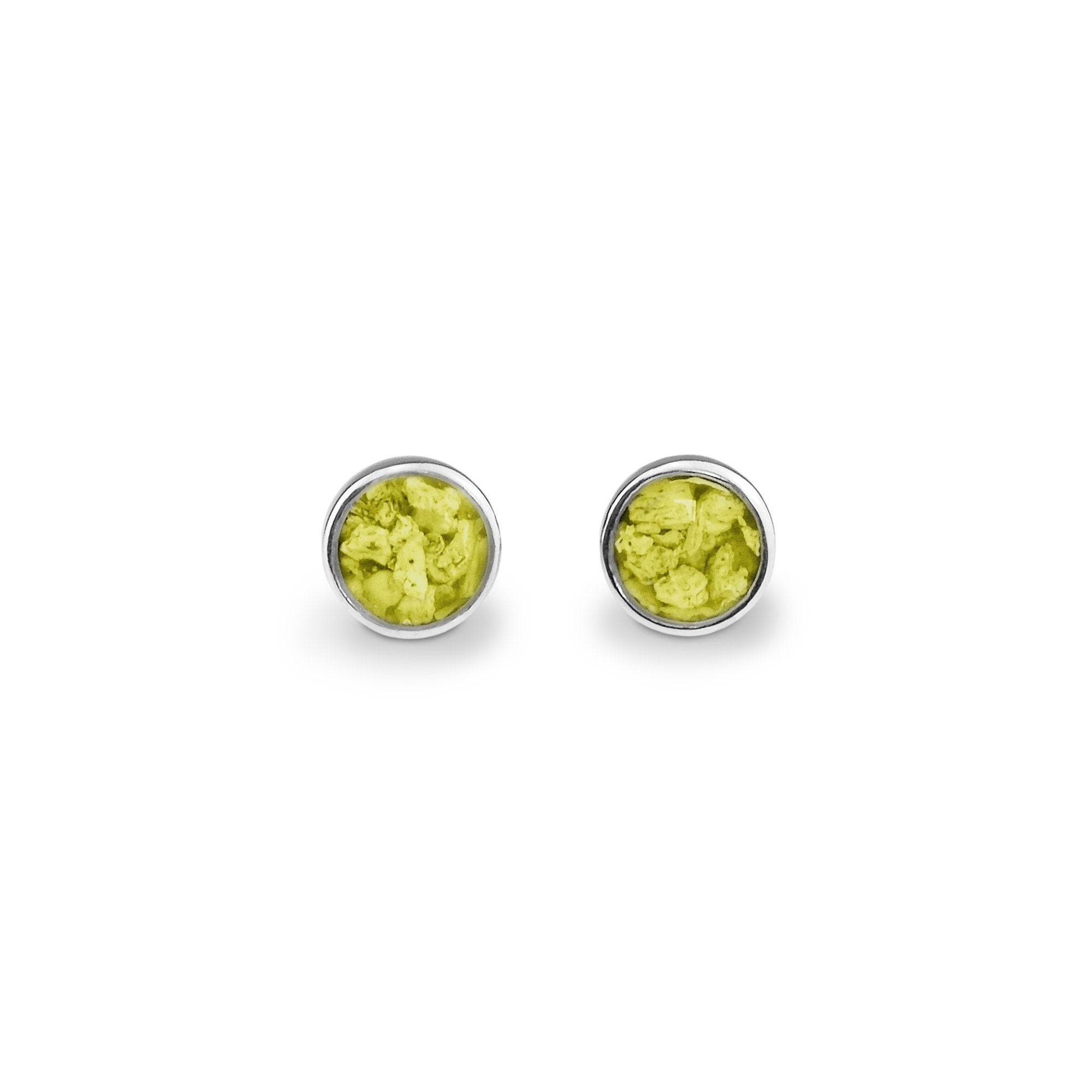 EverWith Ladies Classic Round Memorial Ashes Earrings - Sterling Silver - Yellow