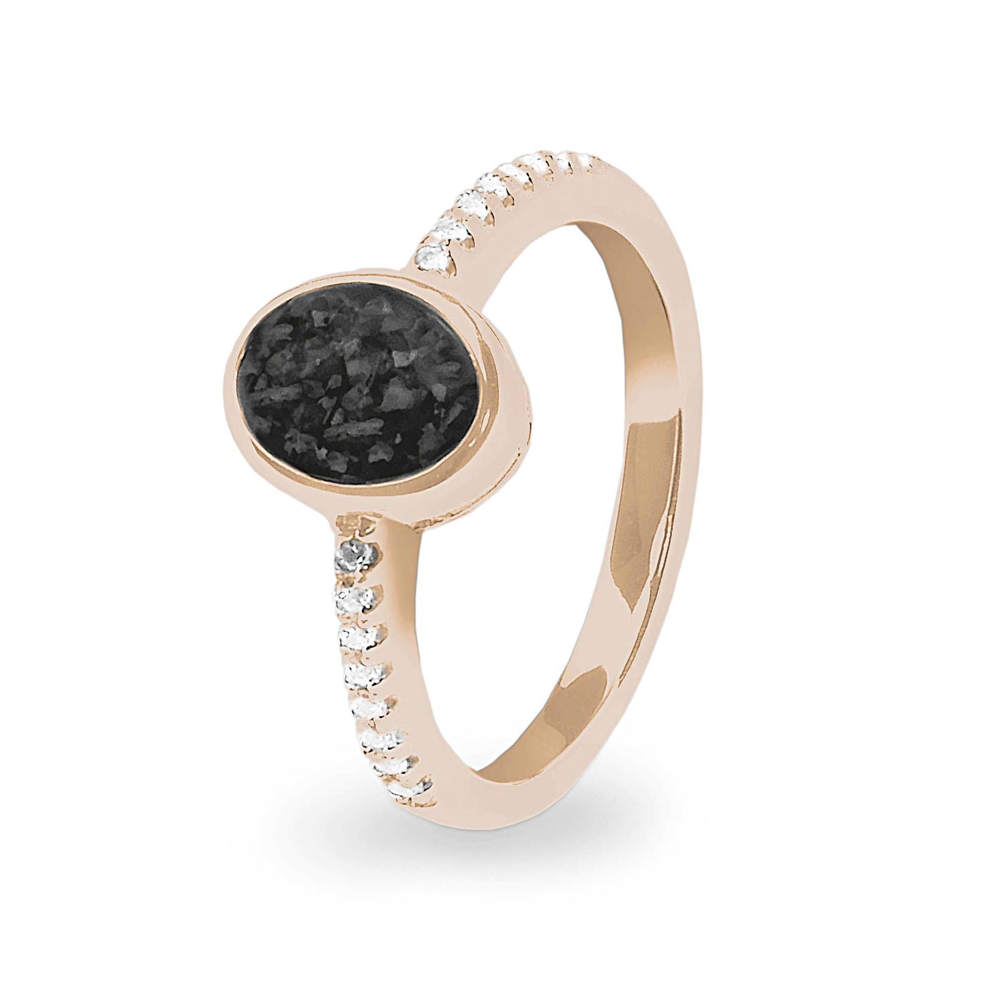 EverWith Ladies Guard Memorial Ashes Ring - 9k Rose Gold - Black