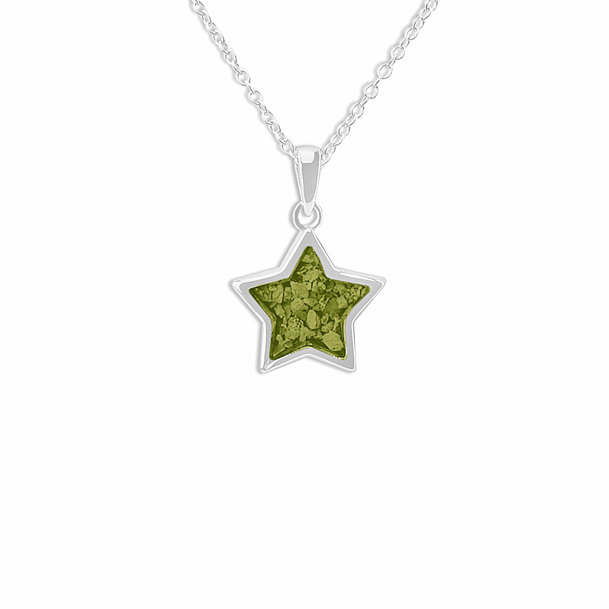 EverWith Ladies Star Memorial Ashes Pendant - Sterling Silver - Green