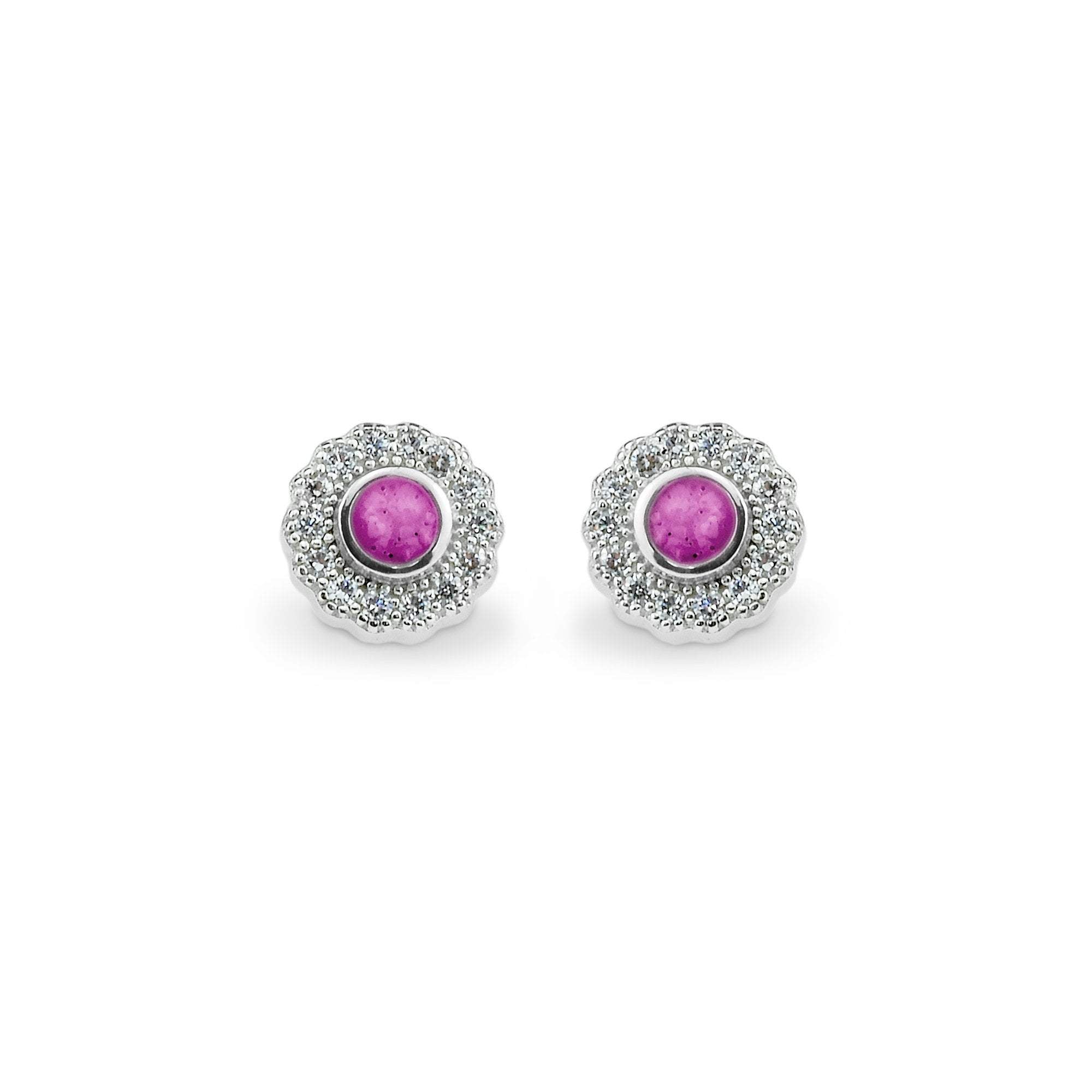 EverWith Ladies Petals Memorial Ashes Earrings with Fine Crystals - Sterling Silver - Pink
