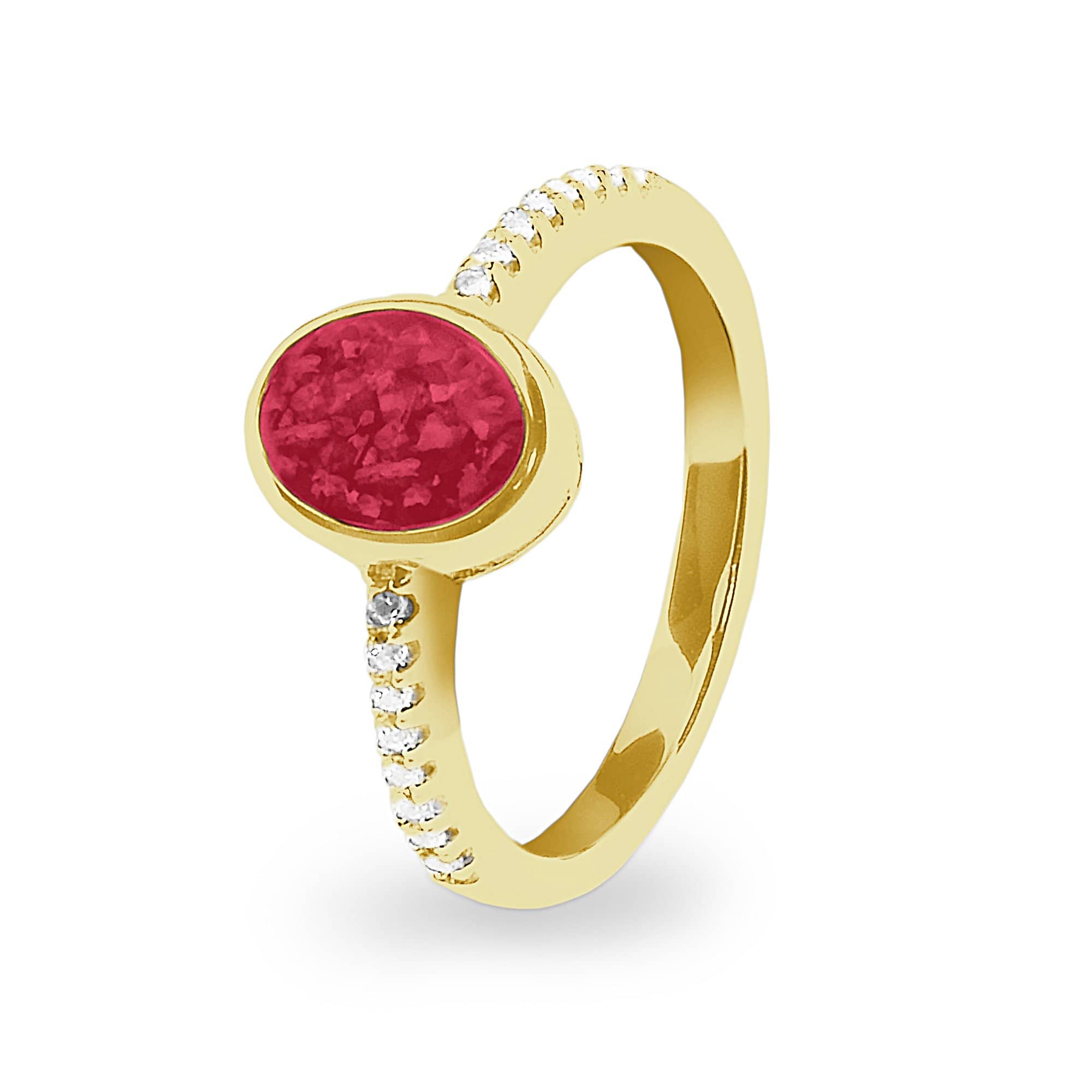 EverWith Ladies Guard Memorial Ashes Ring - 9k Yellow Gold - Red