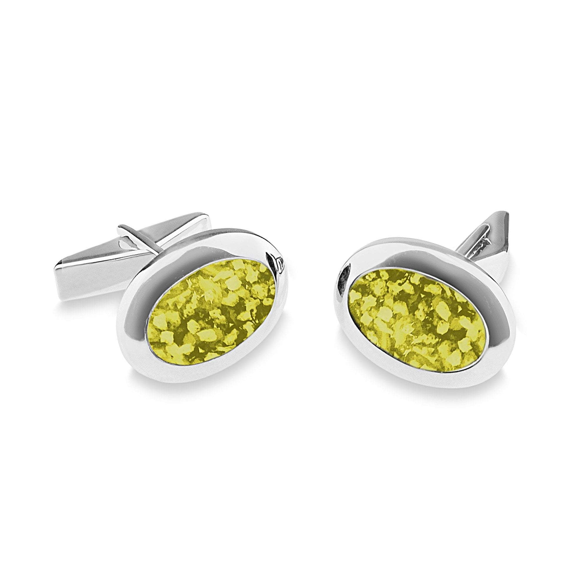 EverWith Gents Oval Memorial Ashes Cufflinks - Sterling Silver - Yellow