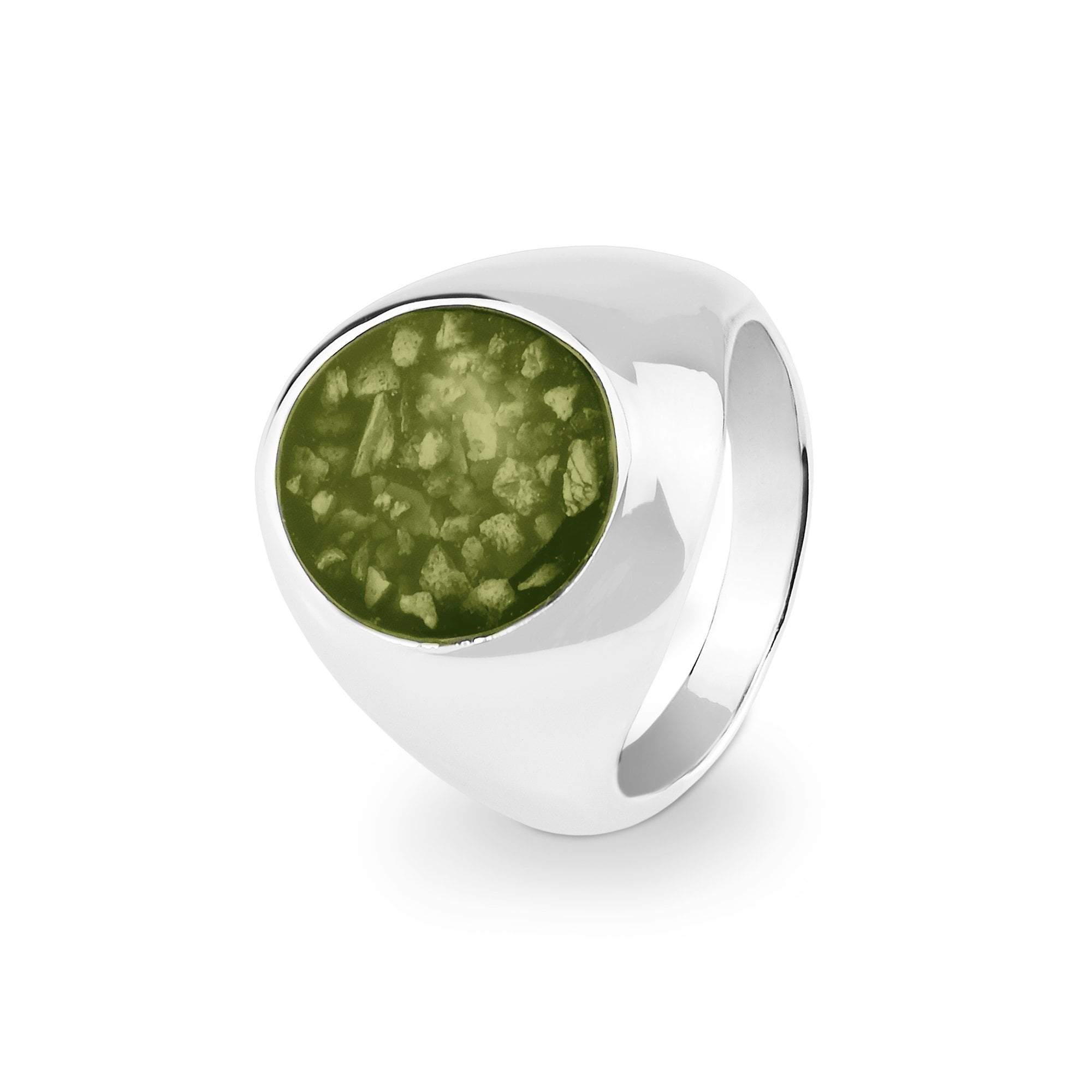 EverWith Gents Signet Memorial Ashes Ring - Sterling Silver - Green