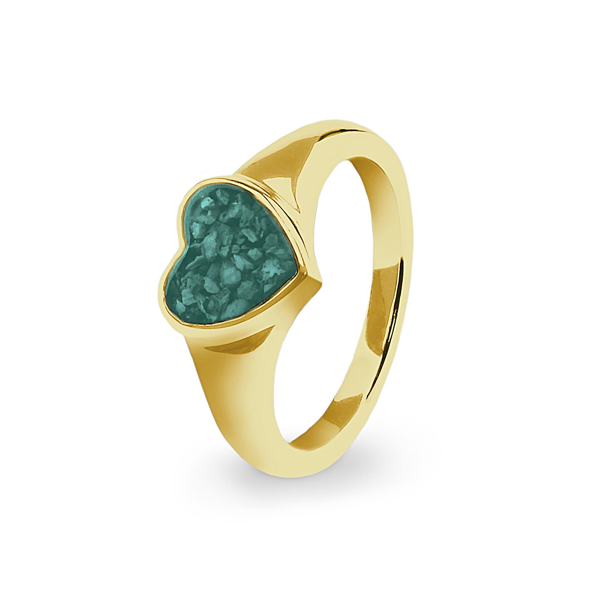 EverWith Ladies Dearest Memorial Ashes Ring - 9k Yellow Gold - Aqua