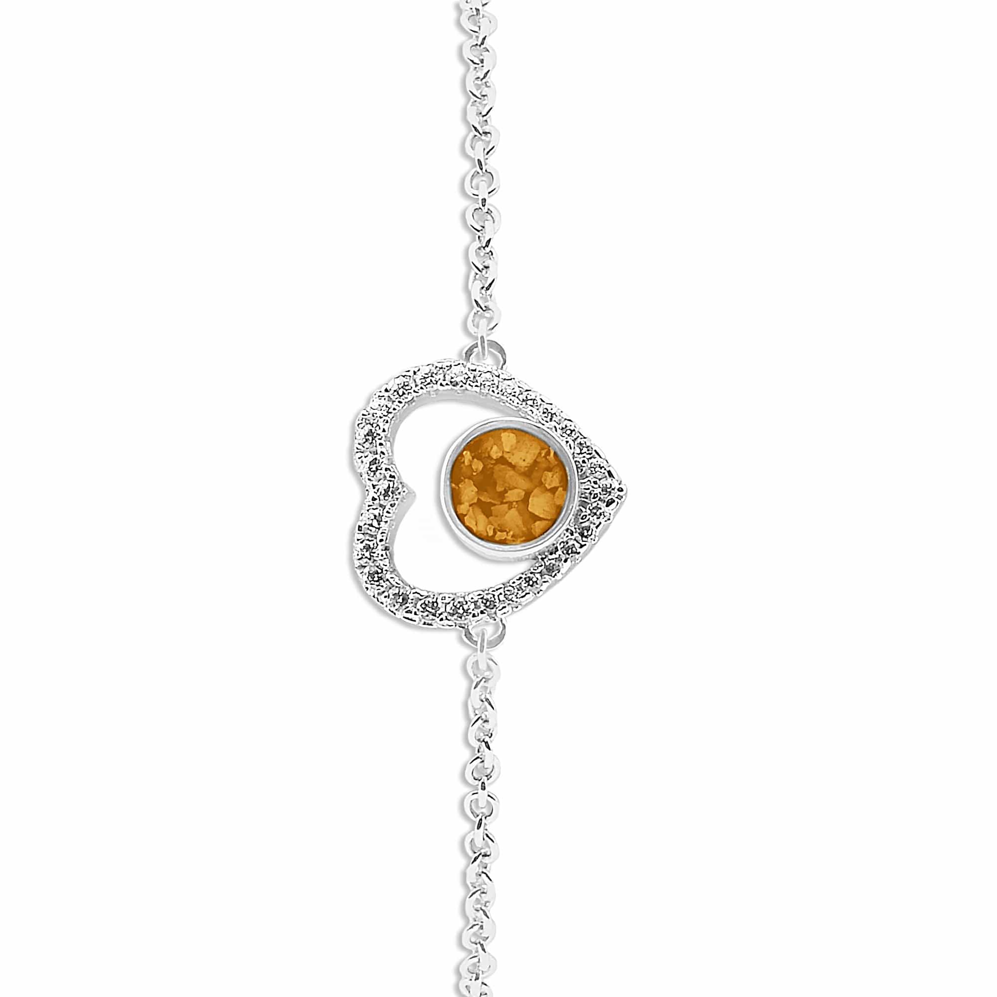EverWith Ladies Forever Memorial Ashes Bracelet with Fine Crystals - Sterling Silver - Orange