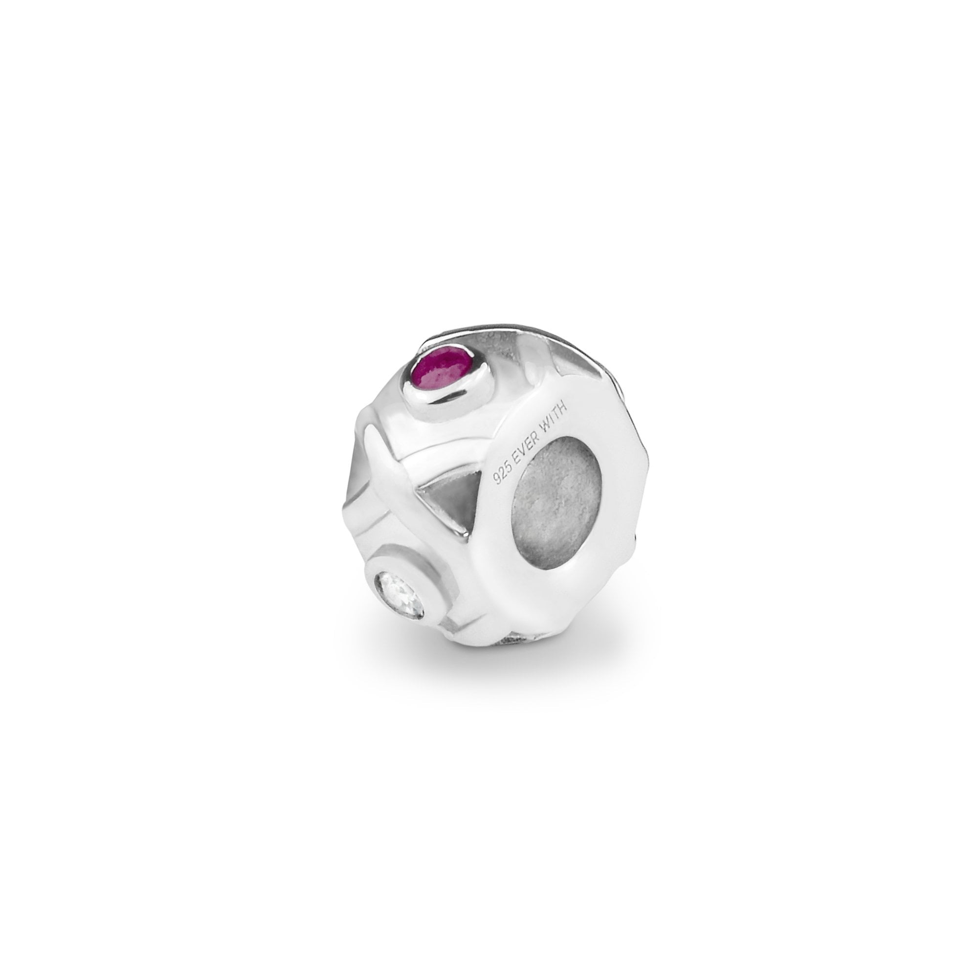 EverWith Peace Memorial Ashes Charm Bead with Fine Crystals - Sterling Silver - Violet