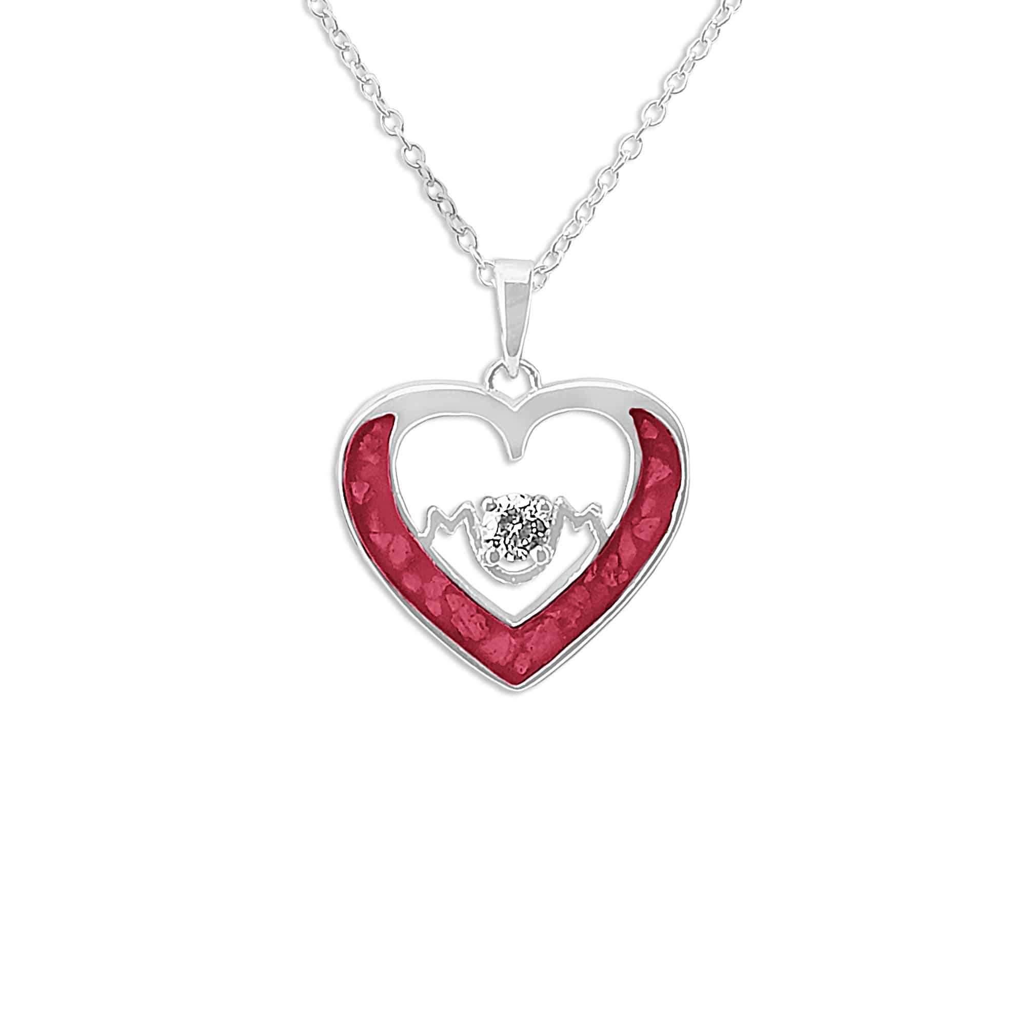 EverWith Ladies Mum Memorial Ashes Pendant with Fine Crystal - Sterling Silver - Red