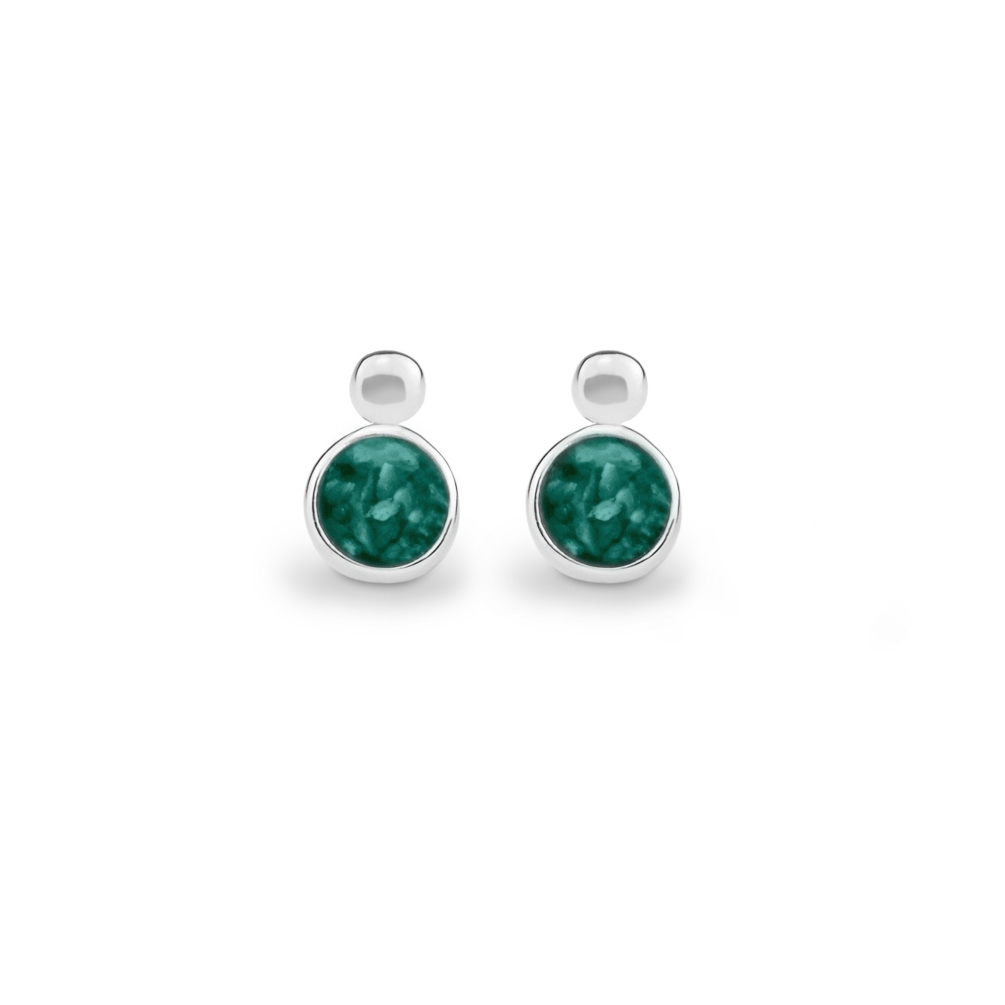EverWith Delicate Drop Memorial Ashes Earrings - Sterling Silver - Aqua