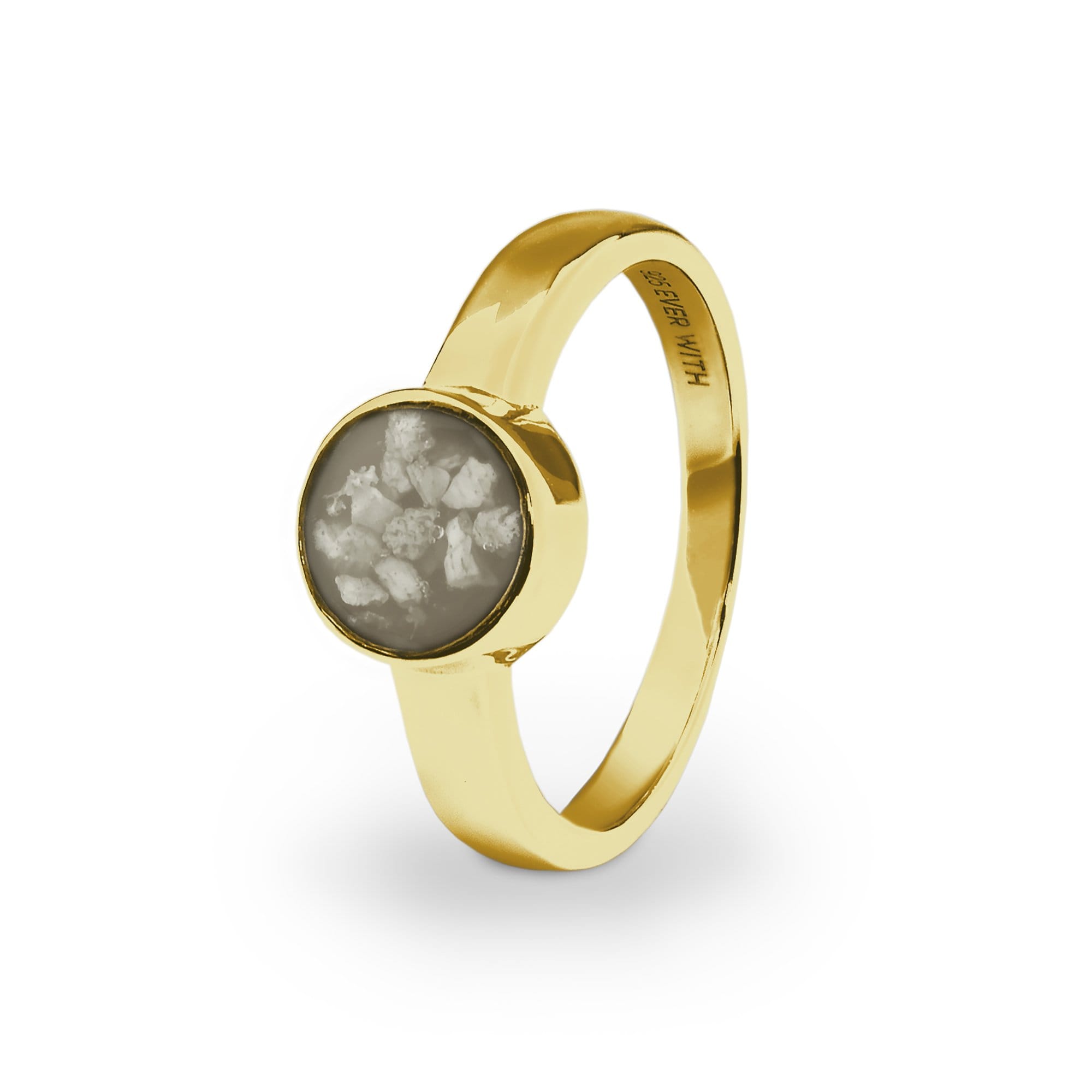 EverWith Ladies Classic Round Memorial Ashes Ring - 9k Yellow Gold - Transparent