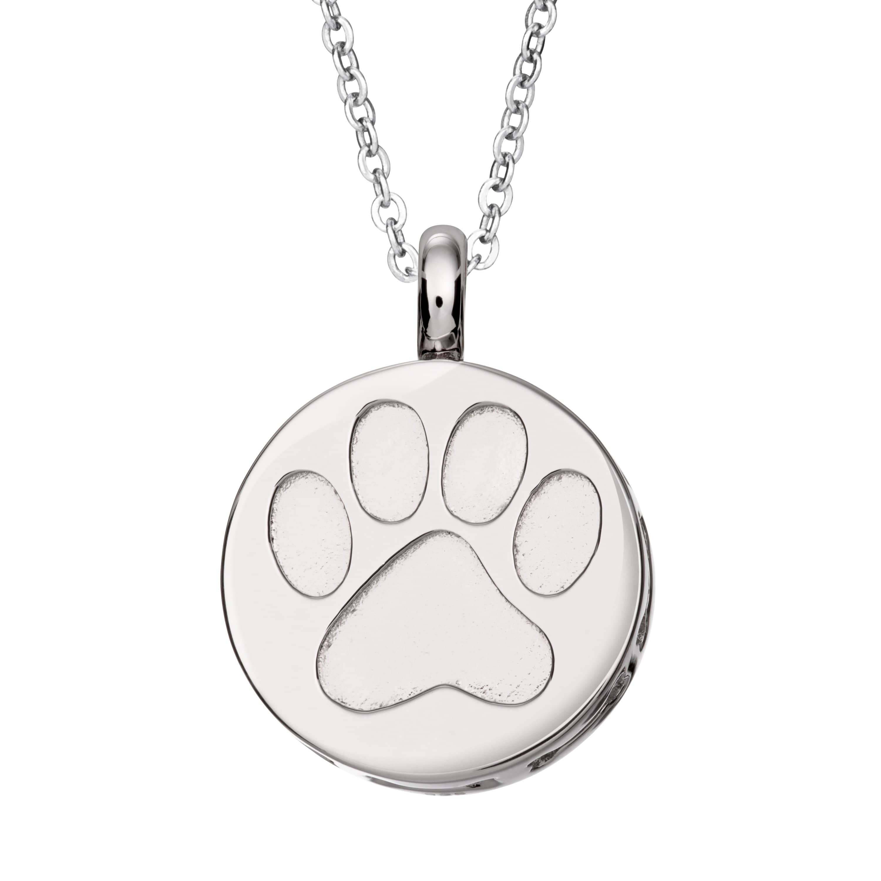EW-SFP-1108 - EverWith Self-fill Paw Print Memorial Ashes Pendant -Silver