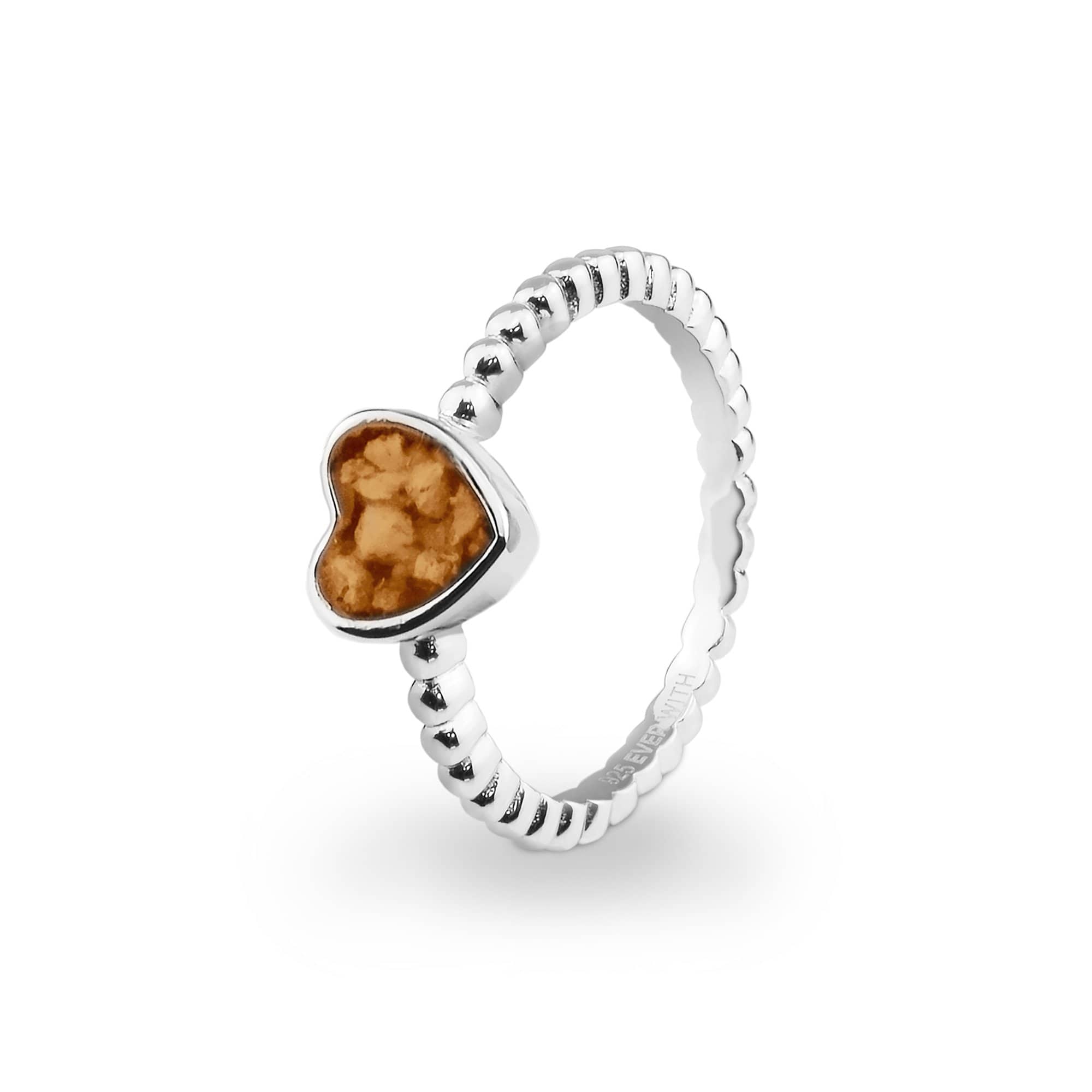 EverWith Ladies Heart Bubble Band Memorial Ashes Ring - Sterling Silver - Orange