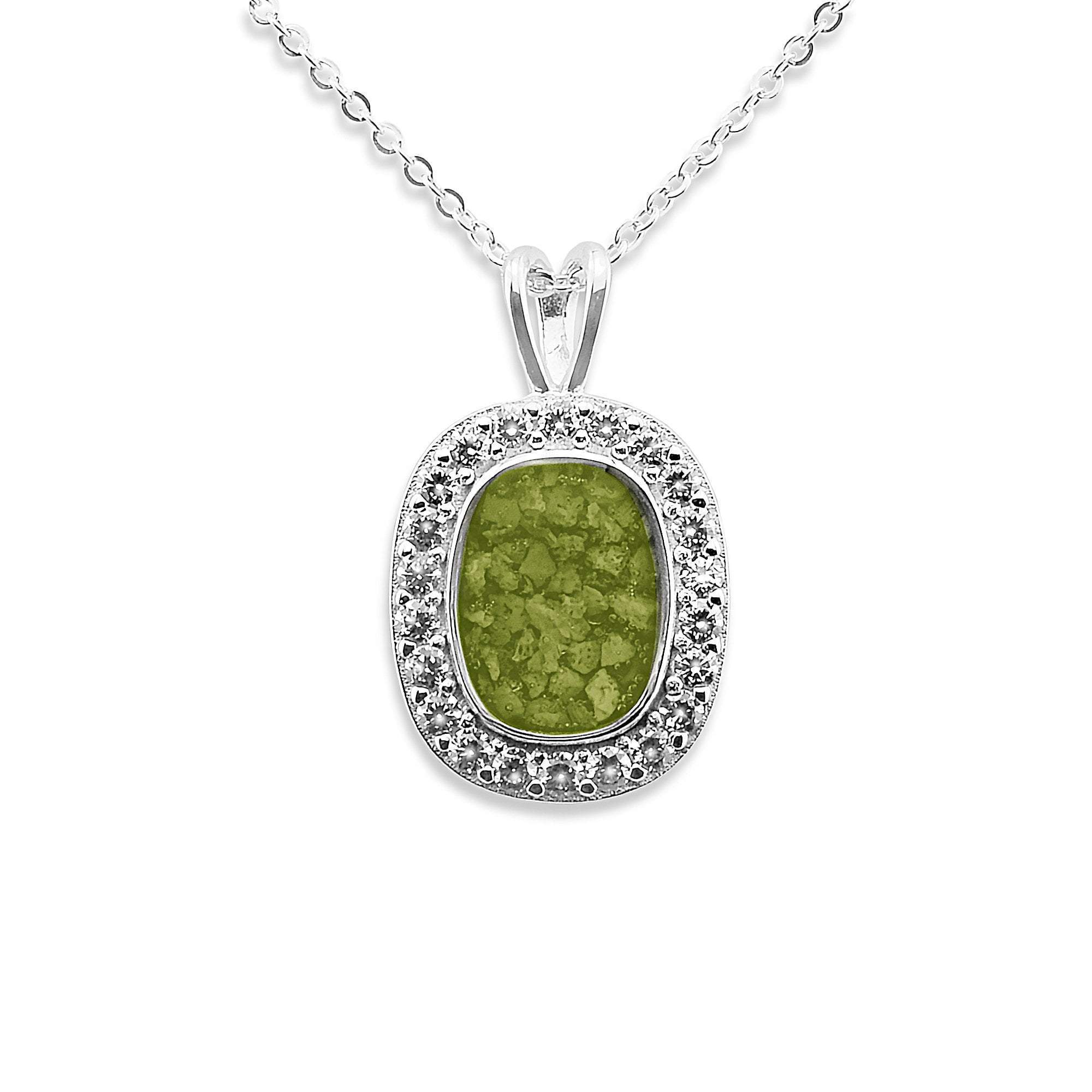 EverWith Ladies Treasure Memorial Ashes Pendant with Fine Crystals - Sterling Silver - Green