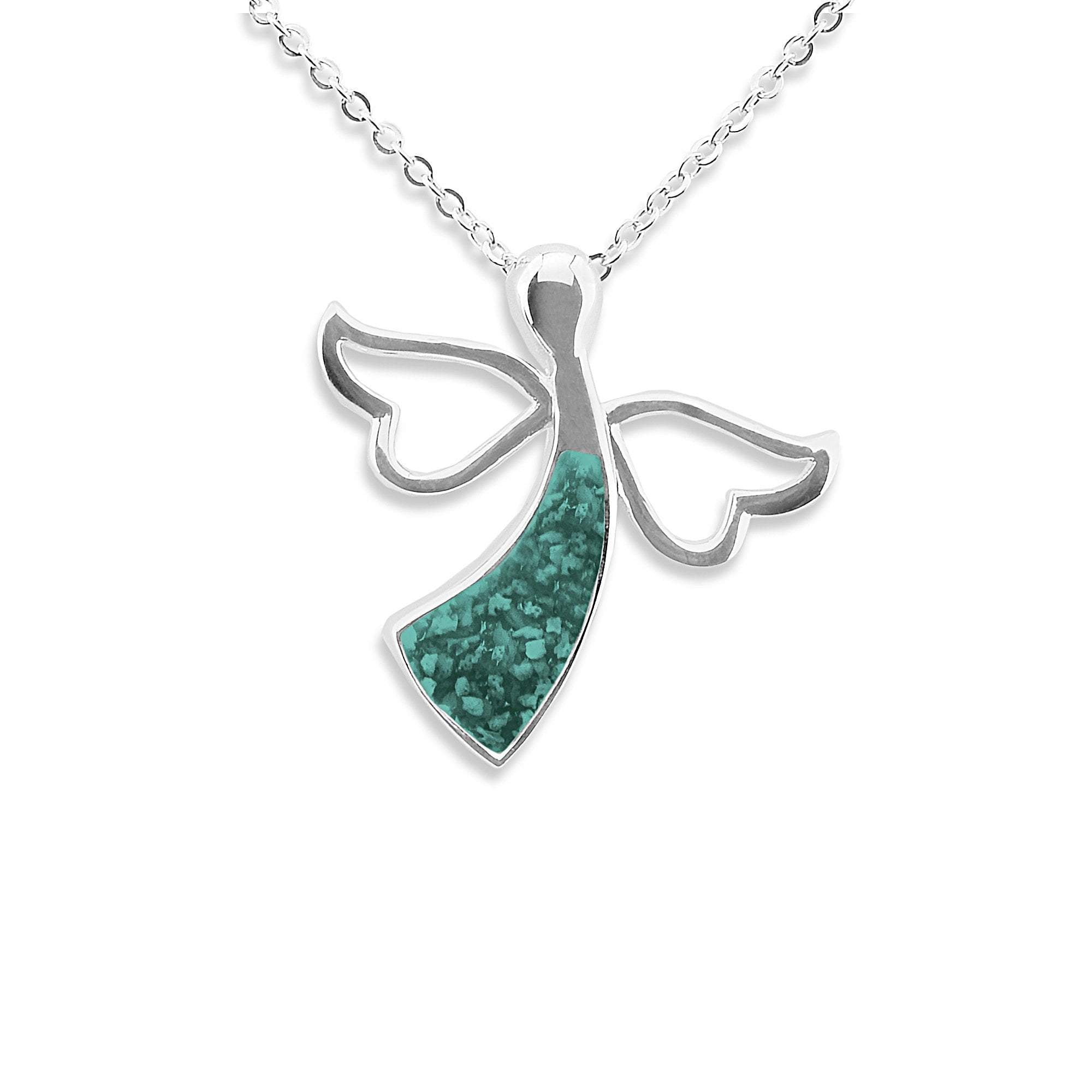 EverWith Ladies Angel Memorial Ashes Pendant - Sterling Silver - Aqua