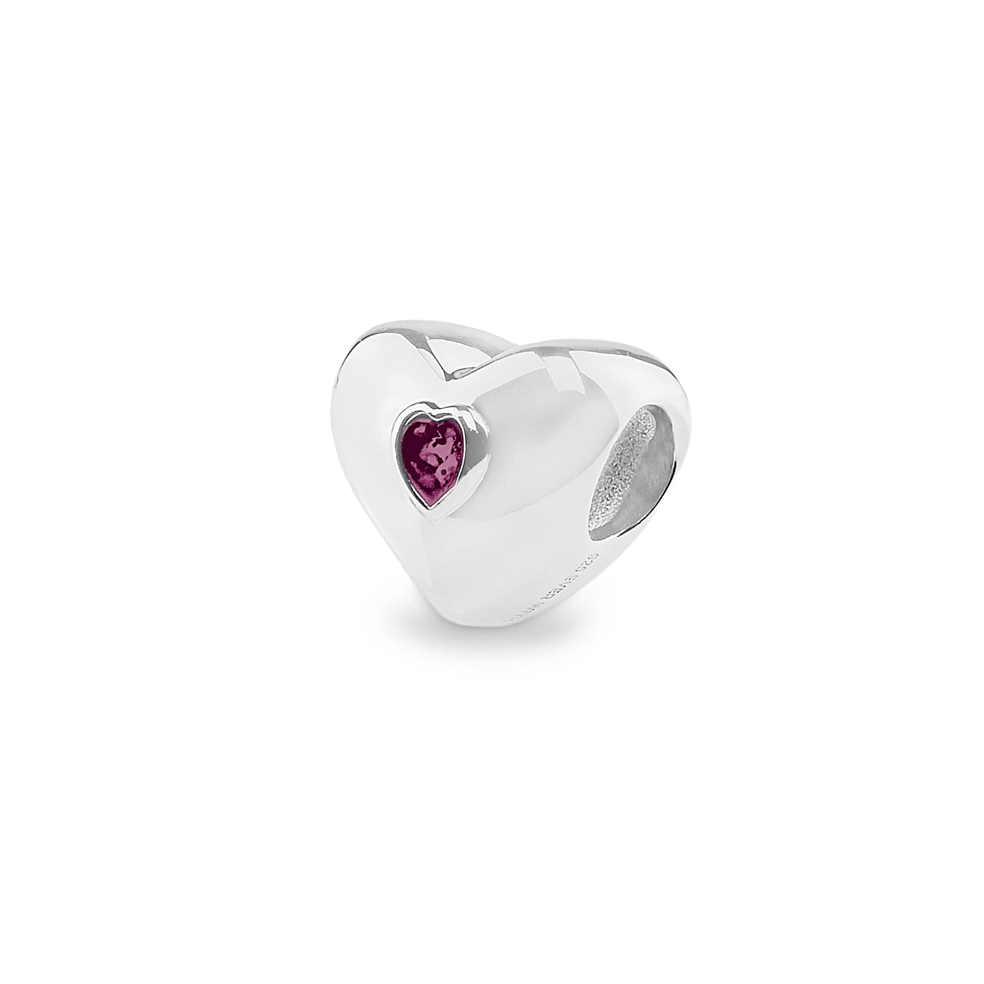 EverWith Heart Memorial Ashes Charm Bead - Sterling Silver - Violet