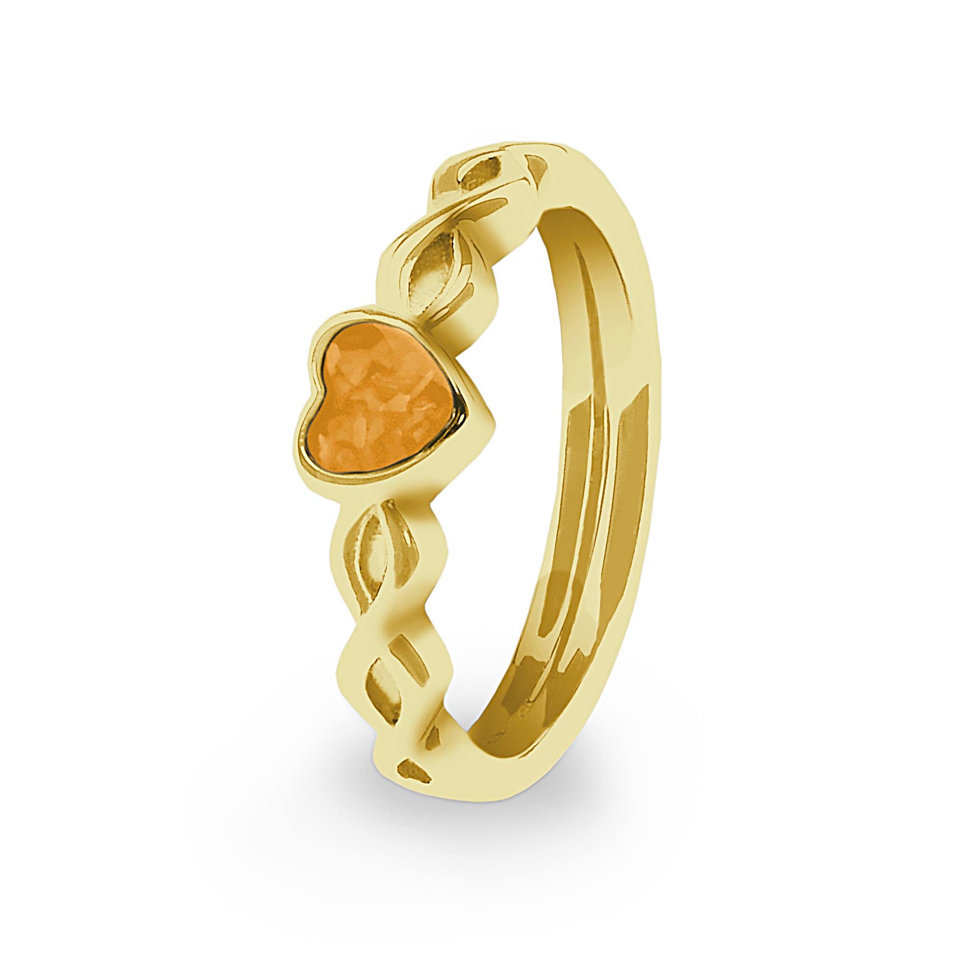 EverWith Ladies Beau Memorial Ashes Ring - 9k Yellow Gold - Orange